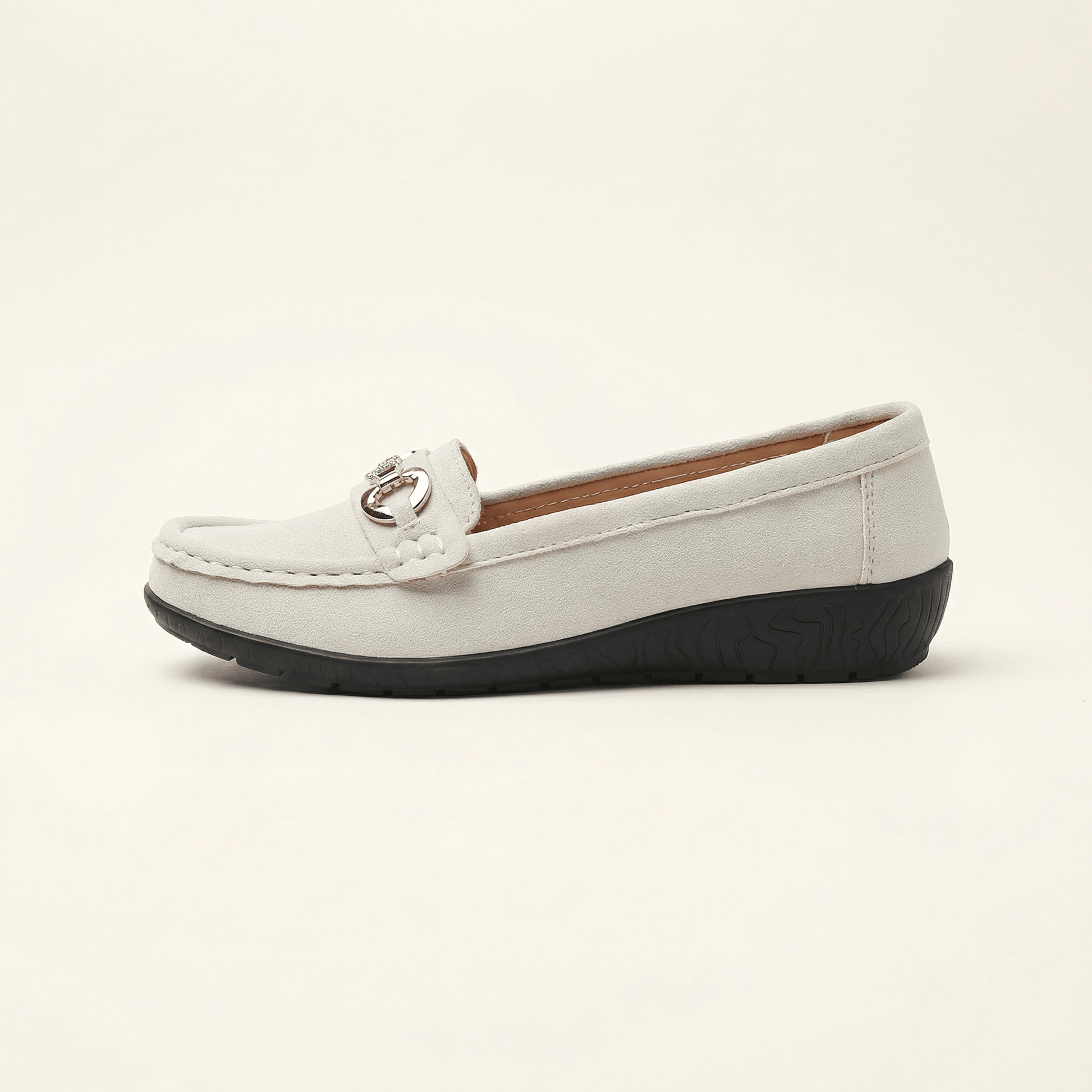 Mocassin Femme Confort à Bijou Décoratif en Suédé