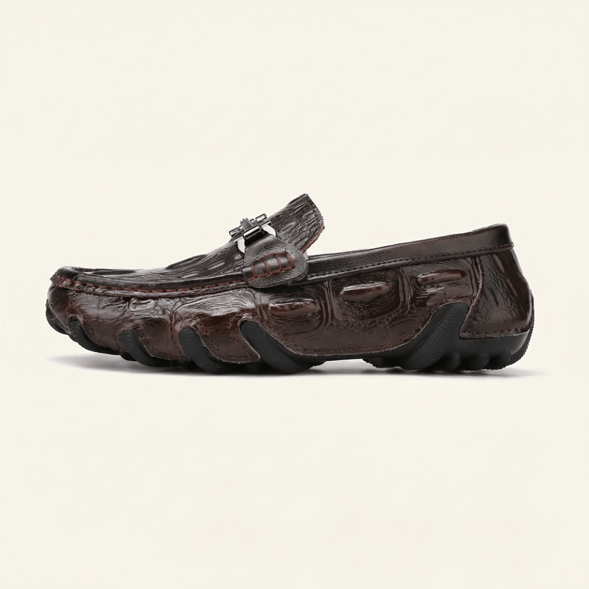 Mocassin Driving à Mors en Cuir Embossé Structuré