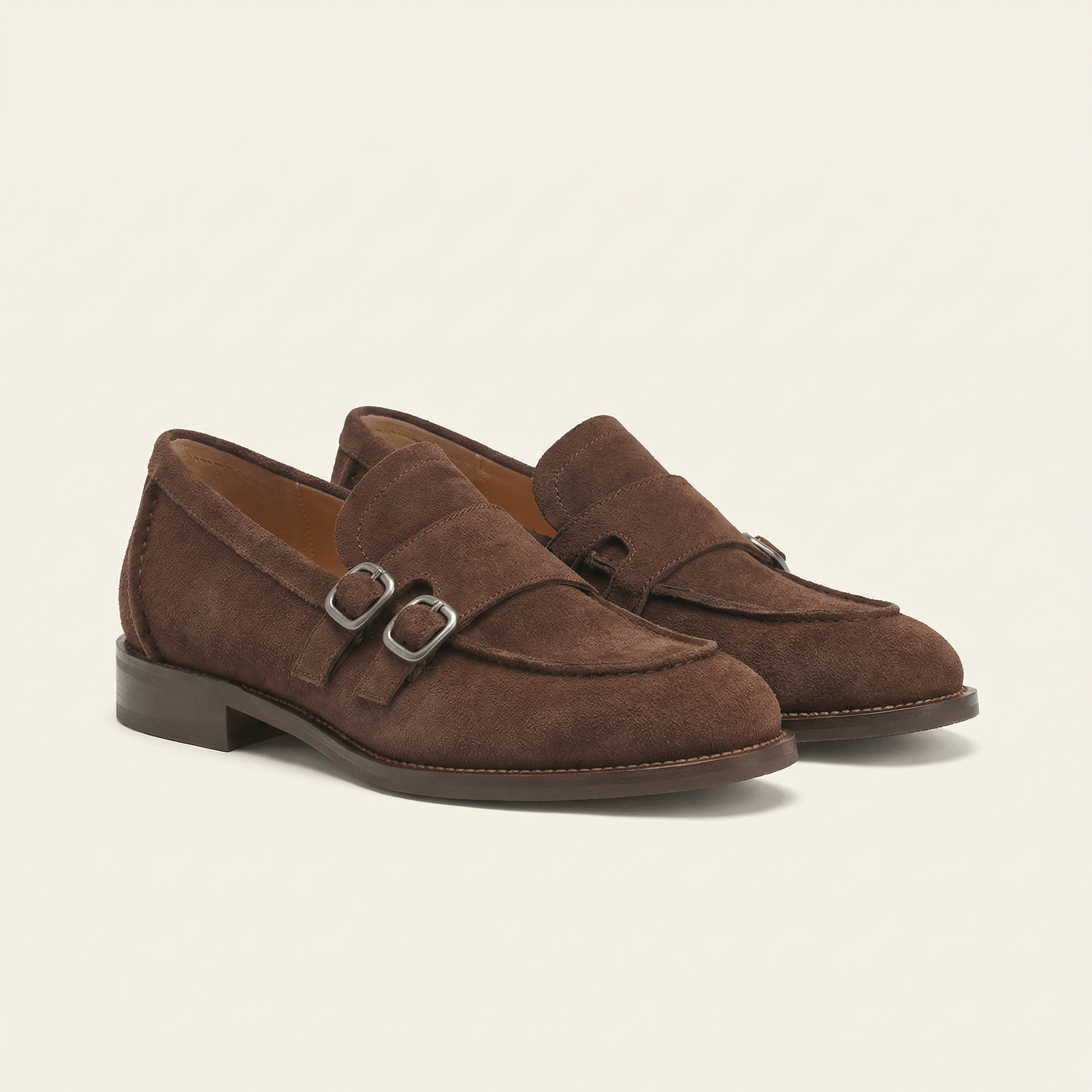 Mocassin Femme à Petit Talon avec Double Boucle en Cuir