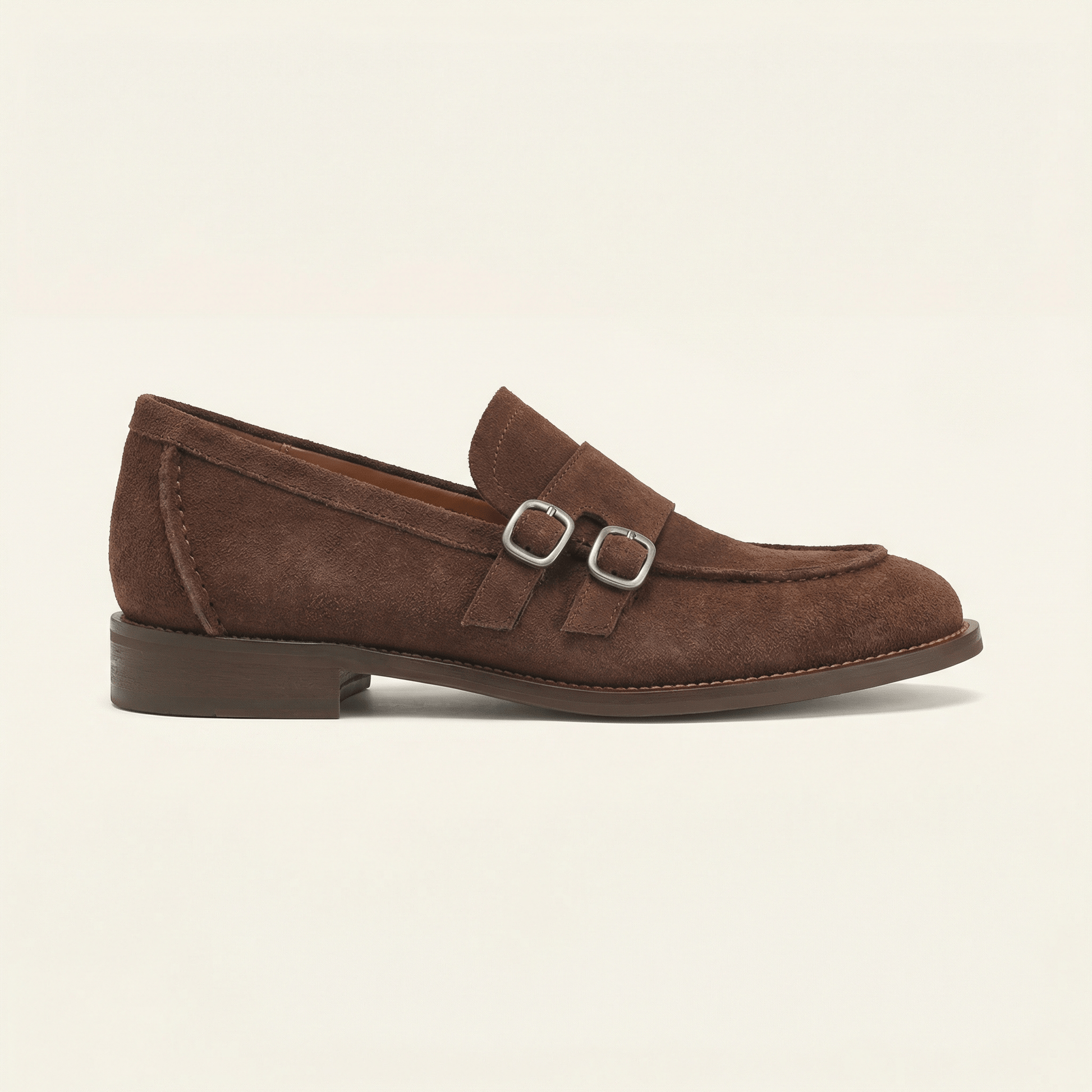 Mocassin Femme à Petit Talon avec Double Boucle en Cuir
