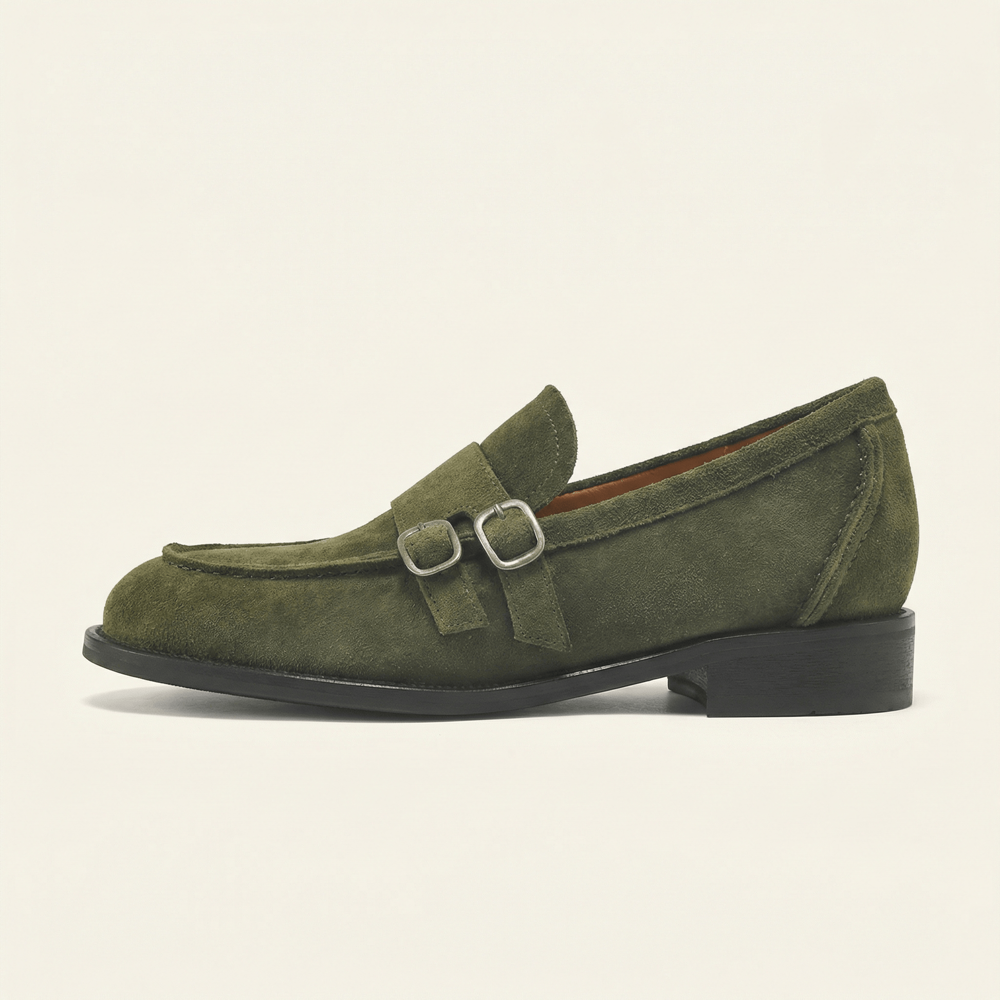 Mocassin Femme à Petit Talon avec Double Boucle en Cuir