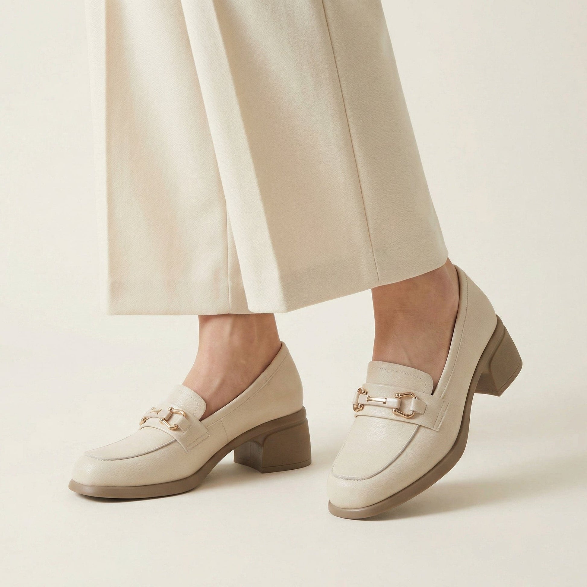 Mocassin Femme à Talon en Cuir