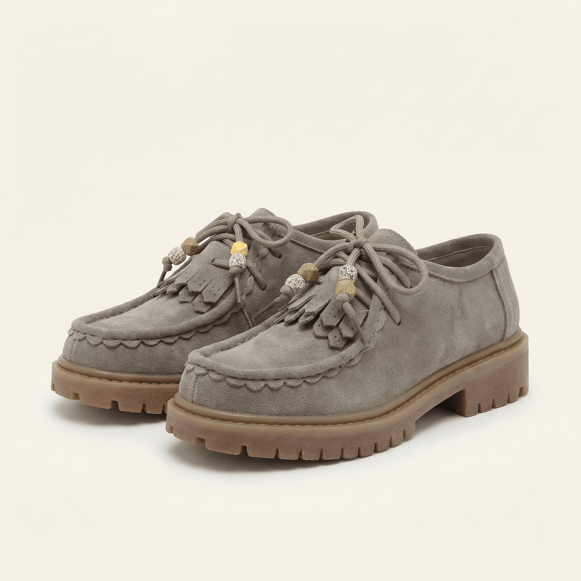 Mocassin Femme Compensé à Lacets