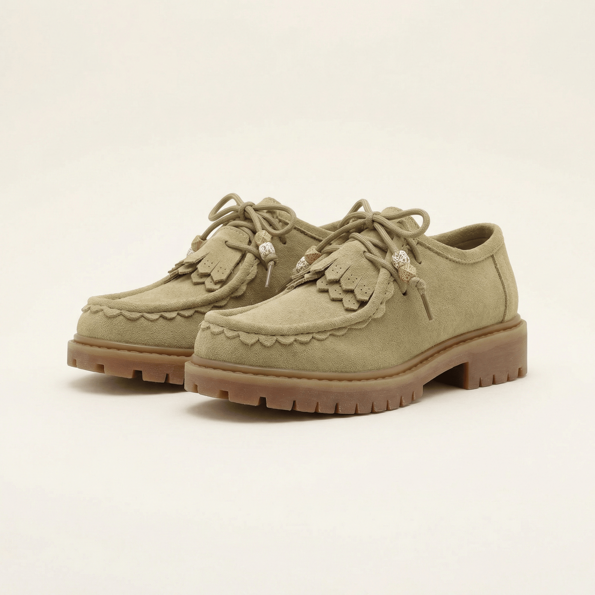 Mocassin Femme Compensé à Lacets