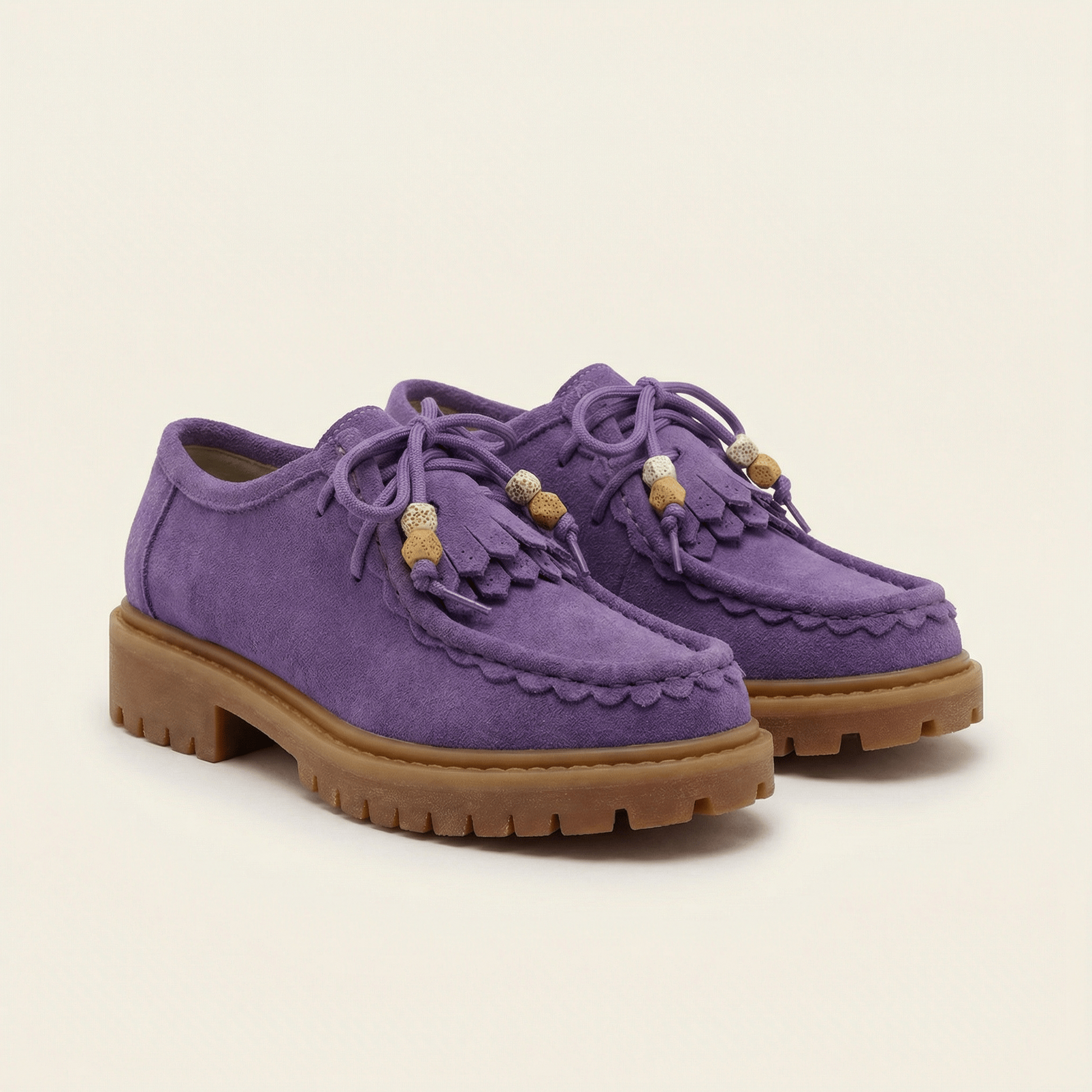 Mocassin Femme Compensé à Lacets