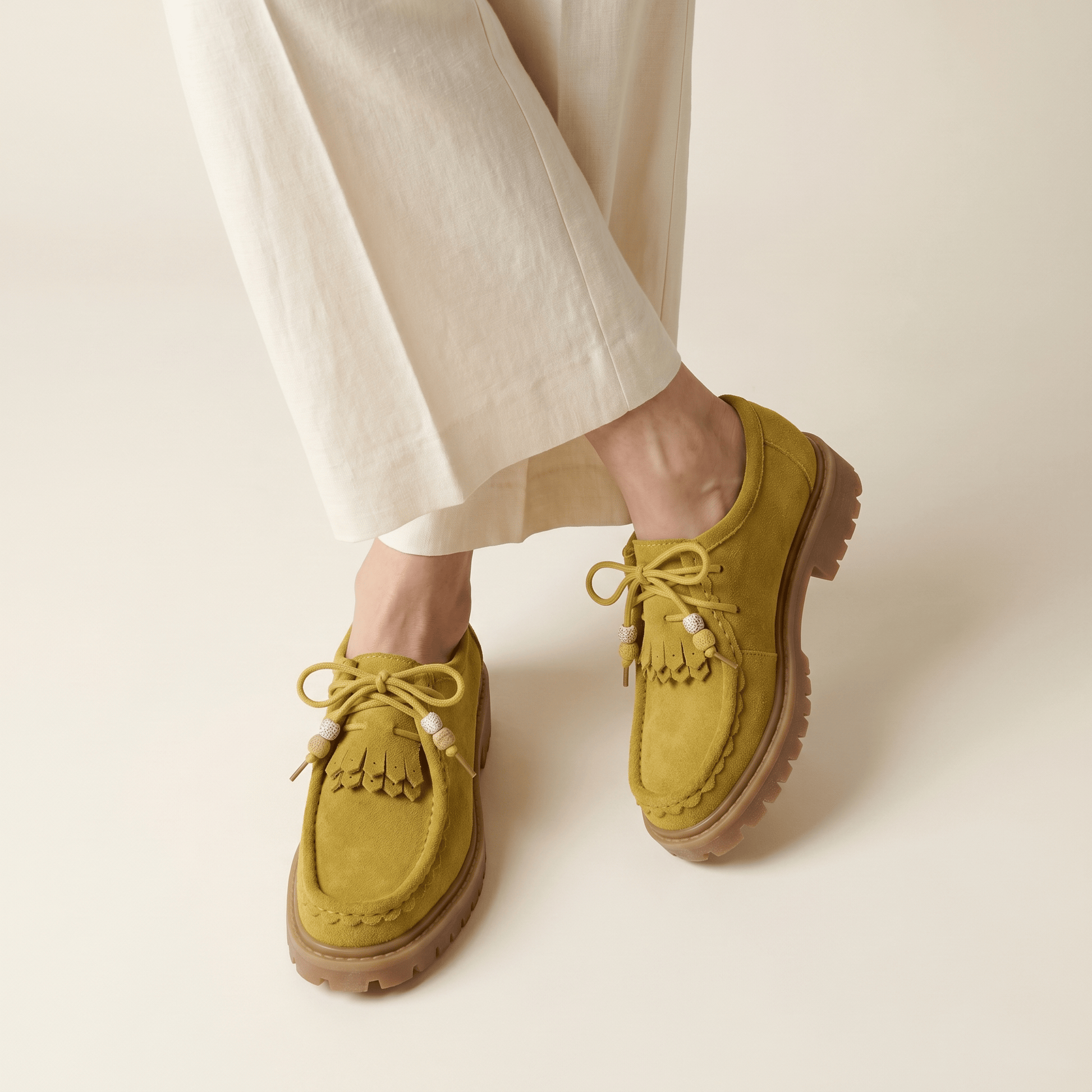 Mocassin Femme Compensé à Lacets