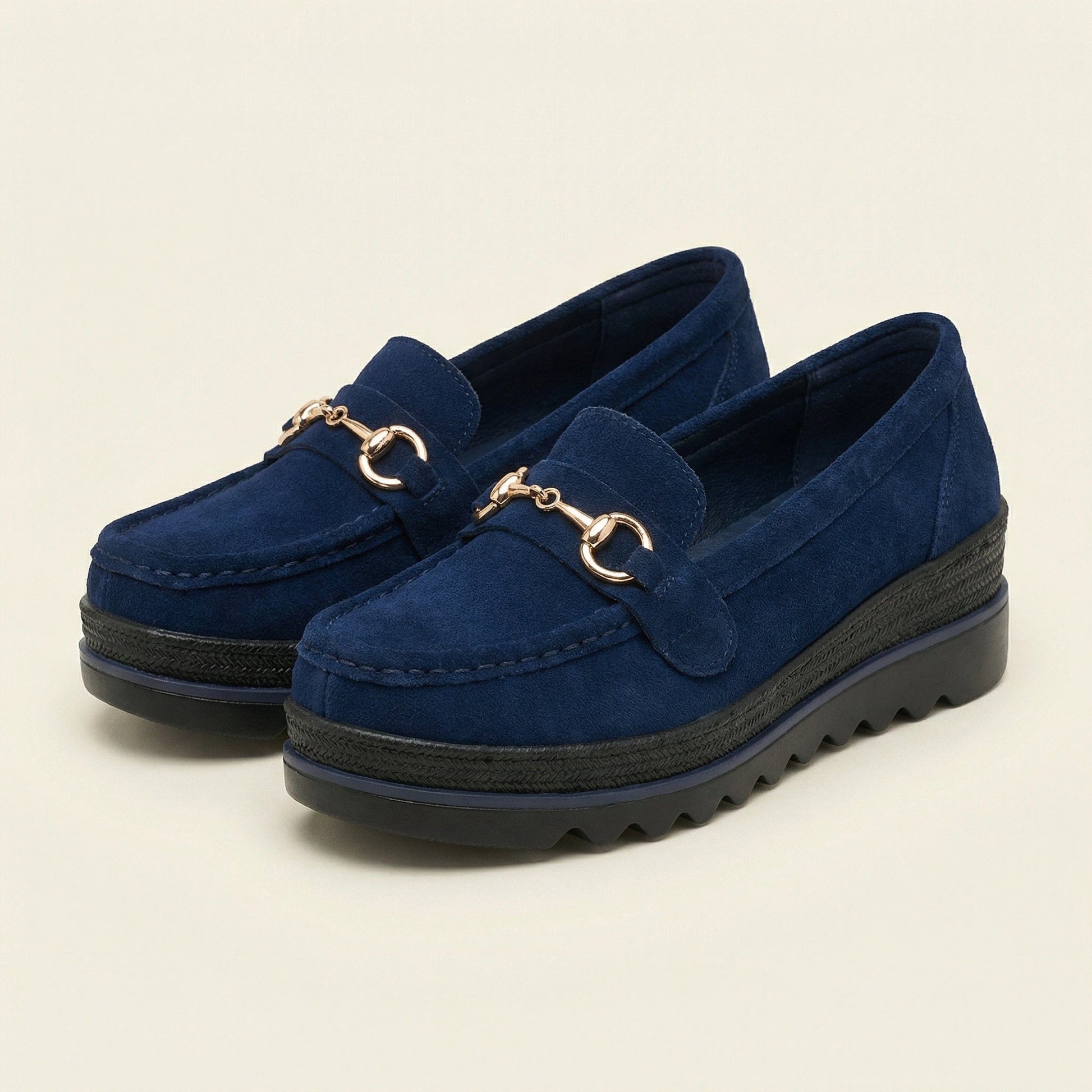 Mocassin Femme Compensé à Mors en Daim