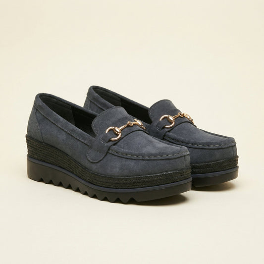 Mocassin Femme Compensé à Mors en Daim