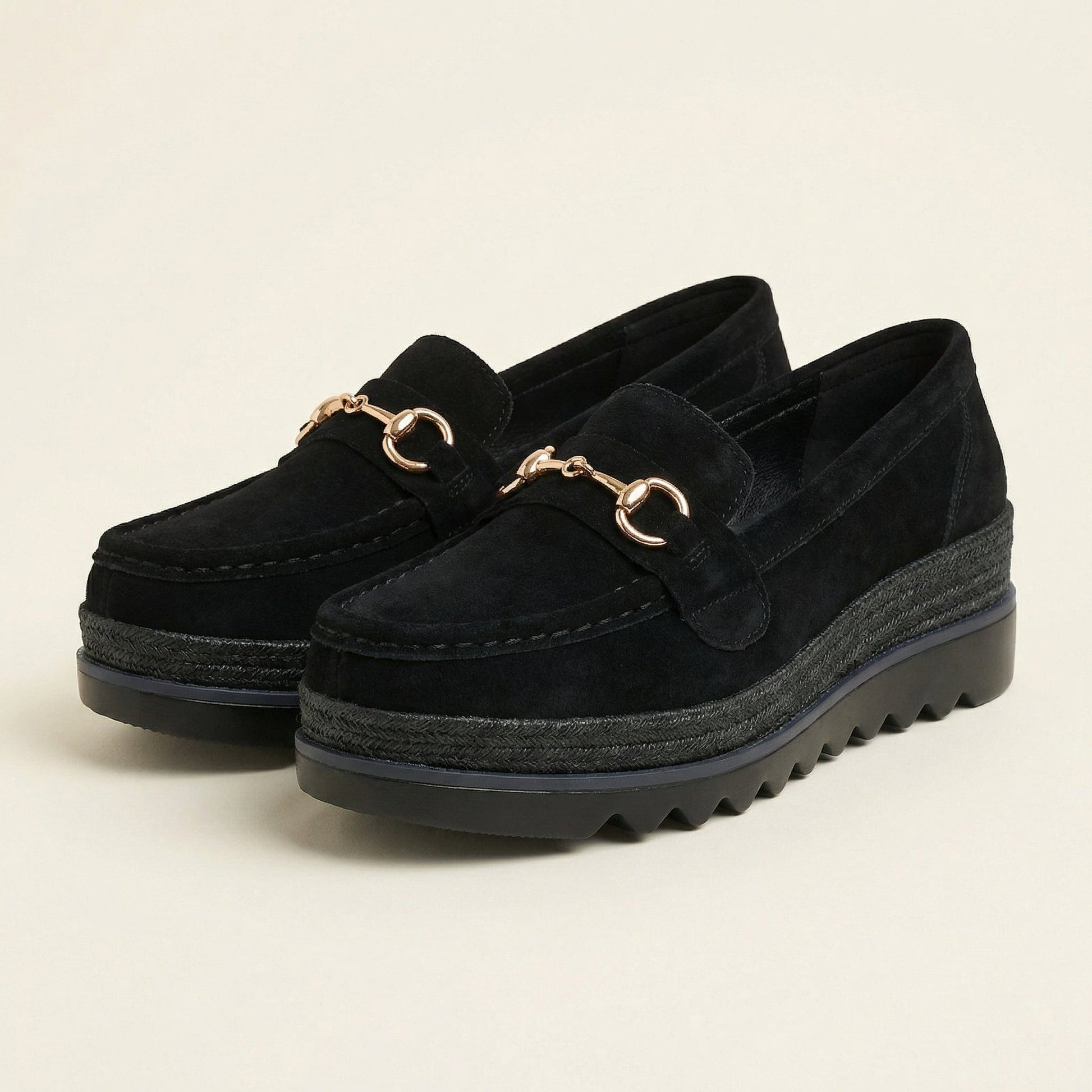 Mocassin Femme Compensé à Mors en Daim