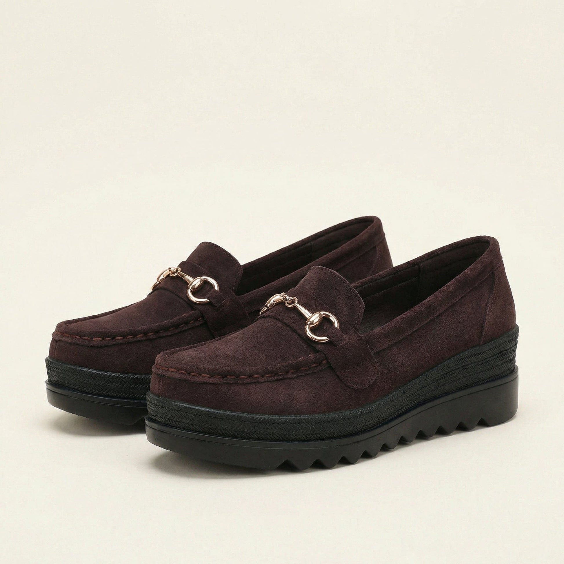 Mocassin Femme Compensé à Mors en Daim