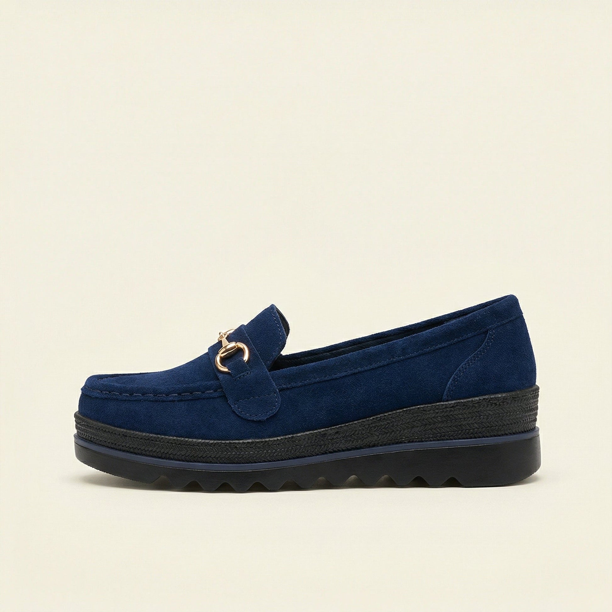 Mocassin Femme Compensé à Mors en Daim