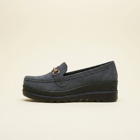 Mocassin Femme Compensé à Mors en Daim