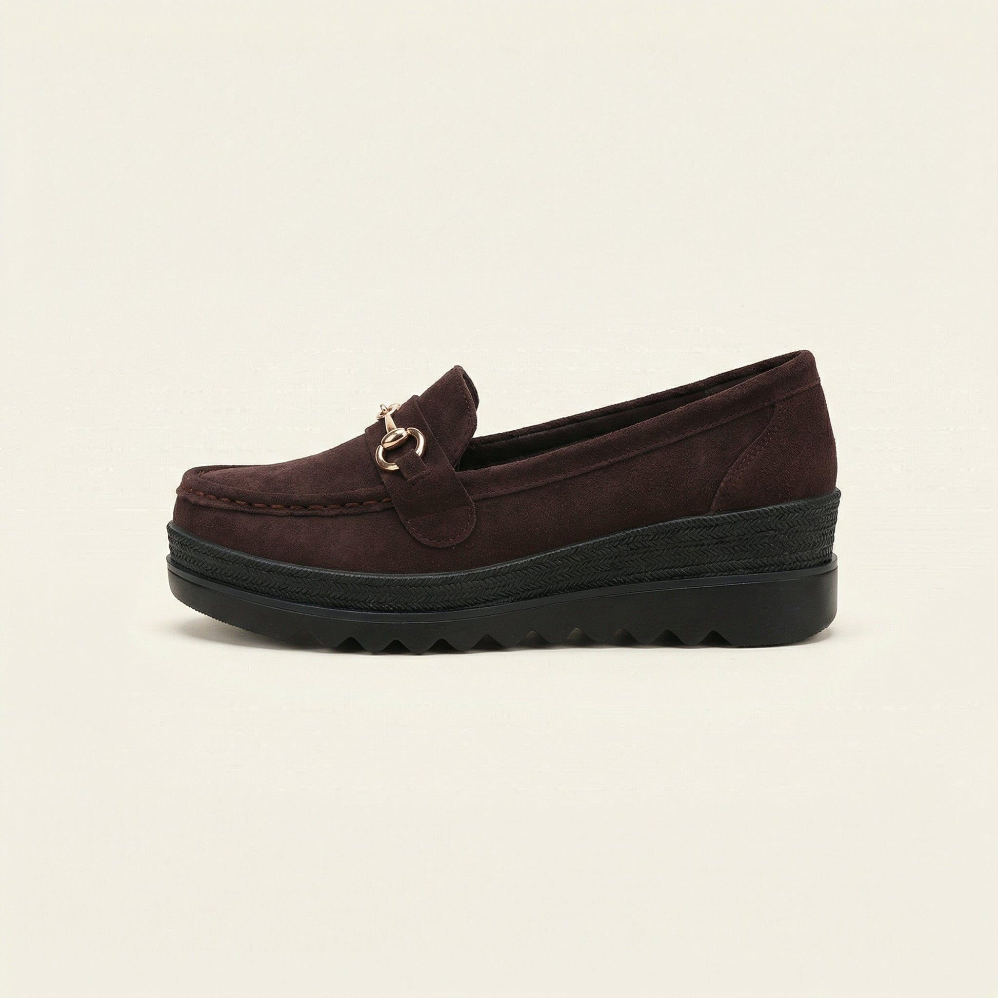 Mocassin Femme Compensé à Mors en Daim