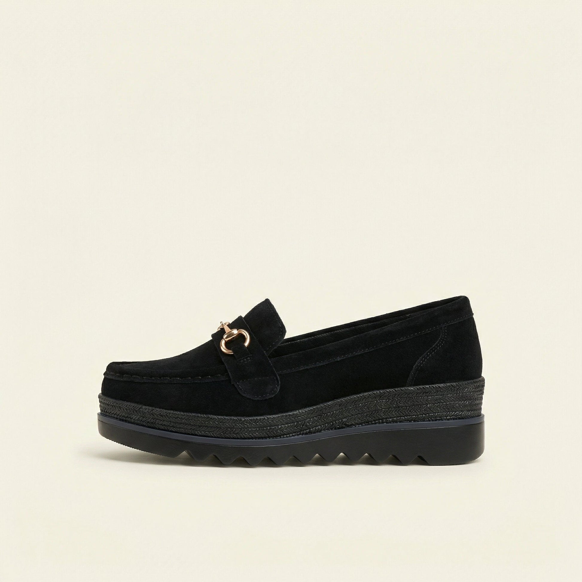 Mocassin Femme Compensé à Mors en Daim