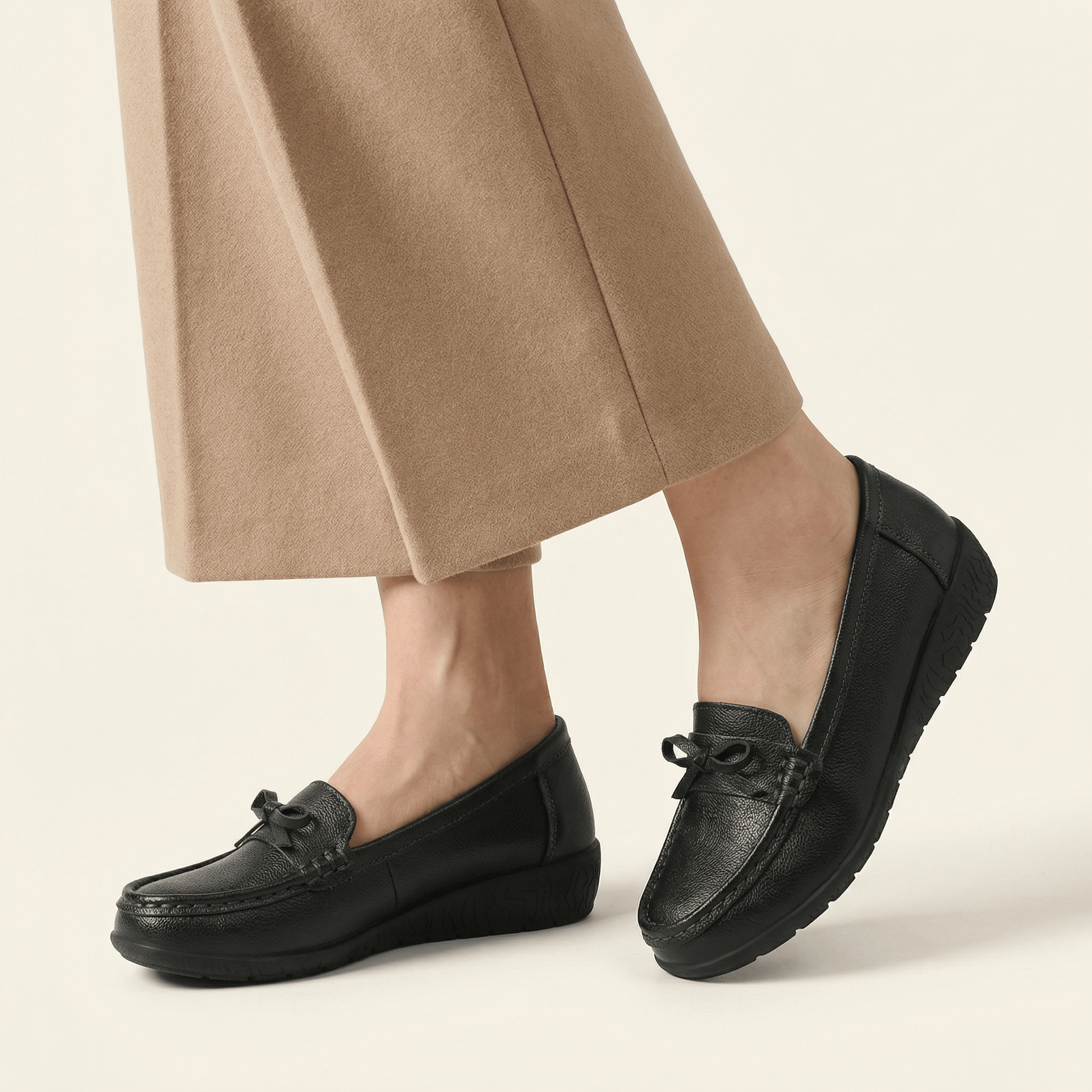 Mocassin Femme Compensé à Nœud Décoratif