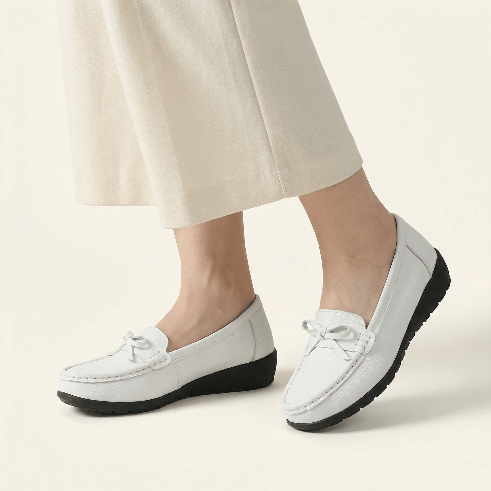 Mocassin Femme Compensé à Nœud Décoratif
