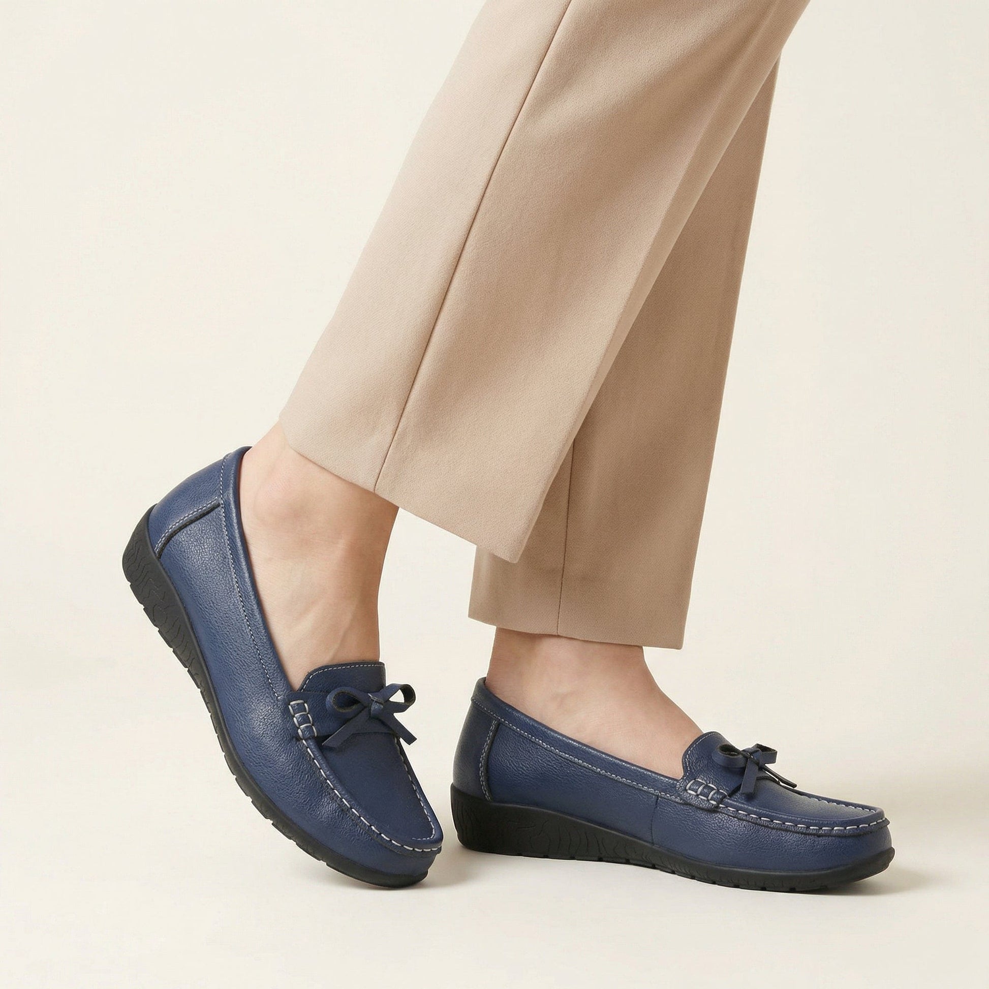Mocassin Femme Compensé à Nœud Décoratif