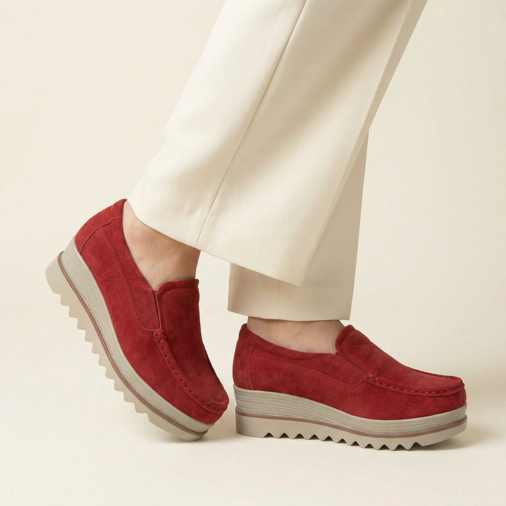 Mocassin Femme Compensé à Semelle Crantée
