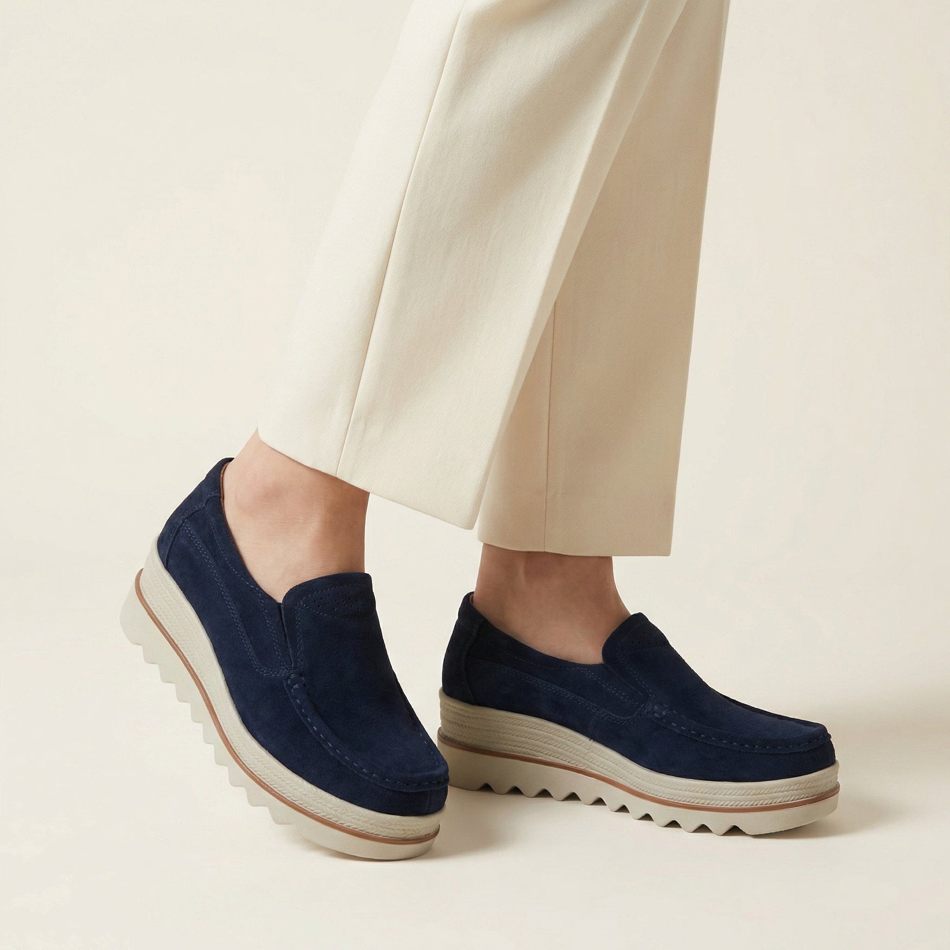 Mocassin Femme Compensé à Semelle Crantée