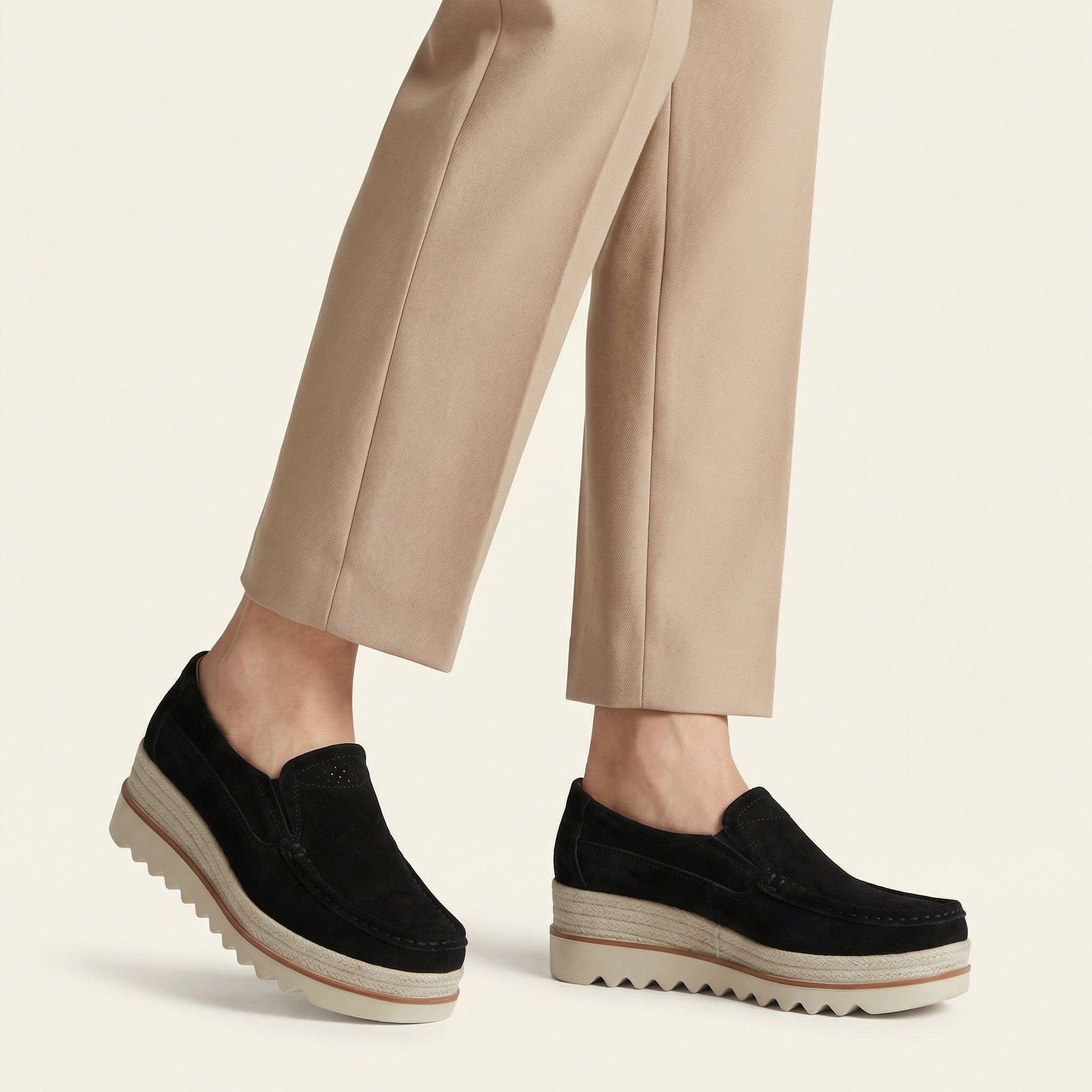 Mocassin Femme Compensé à Semelle Crantée
