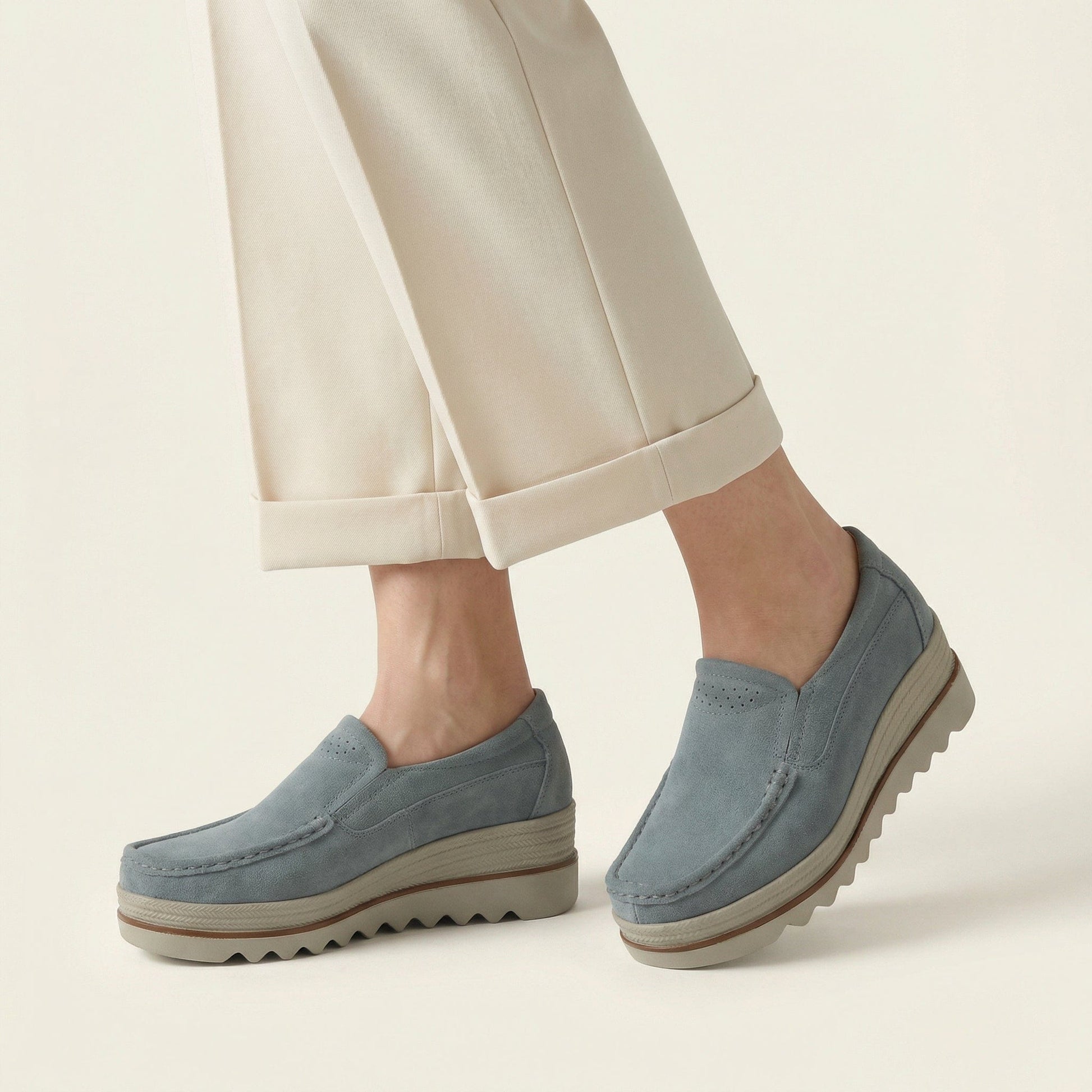 Mocassin Femme Compensé à Semelle Crantée