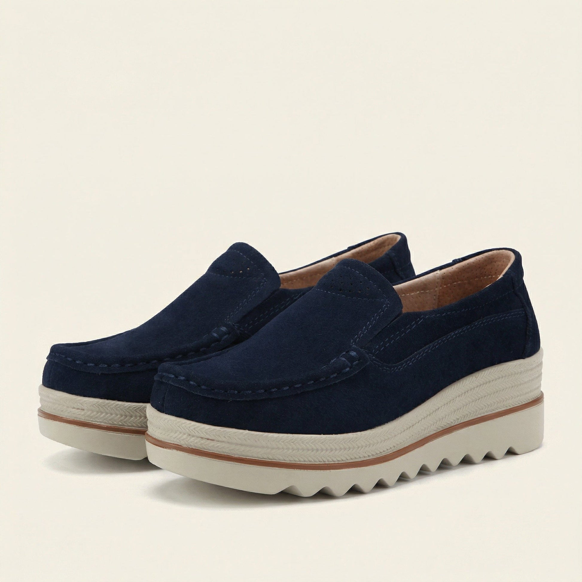 Mocassin Femme Compensé à Semelle Crantée