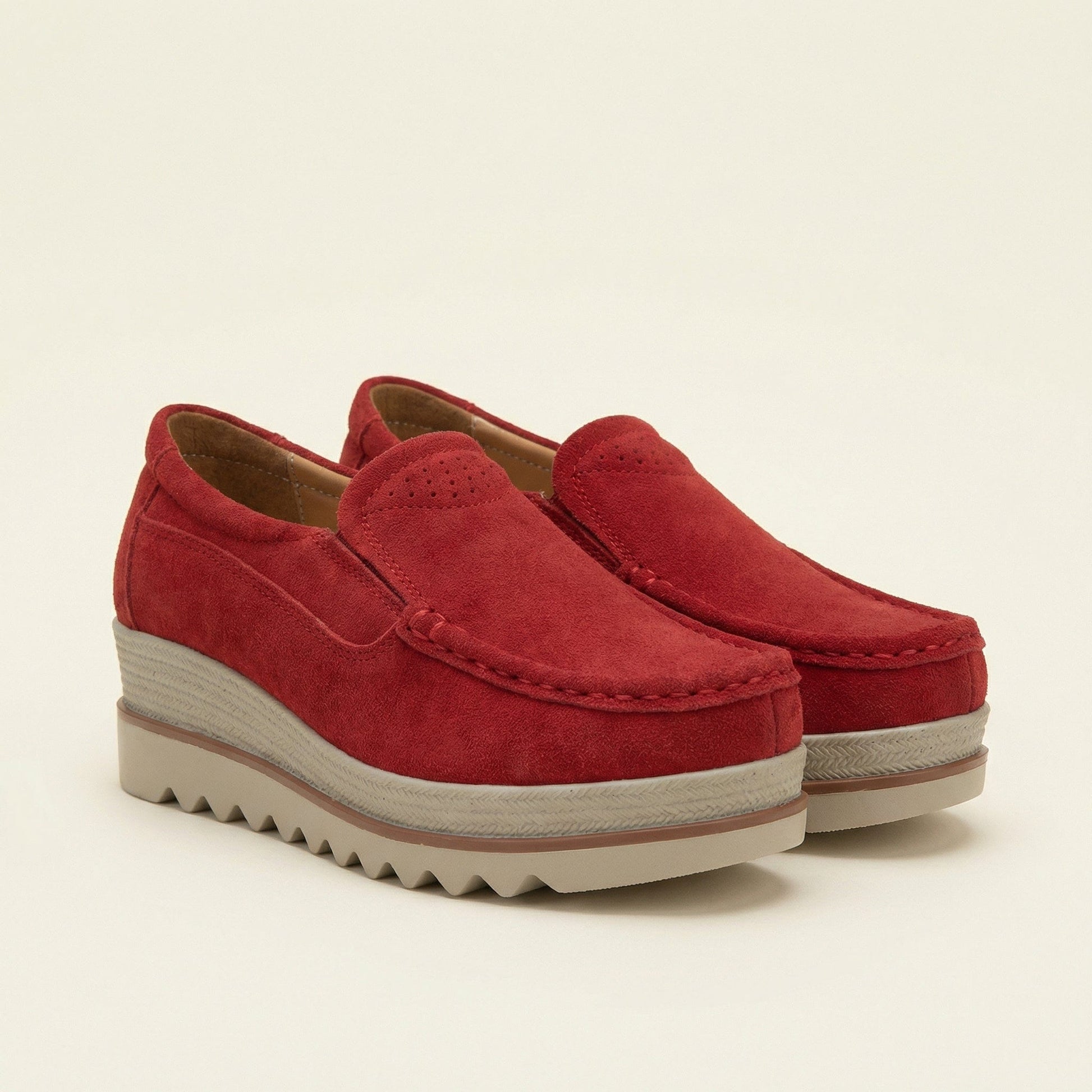 Mocassin Femme Compensé à Semelle Crantée