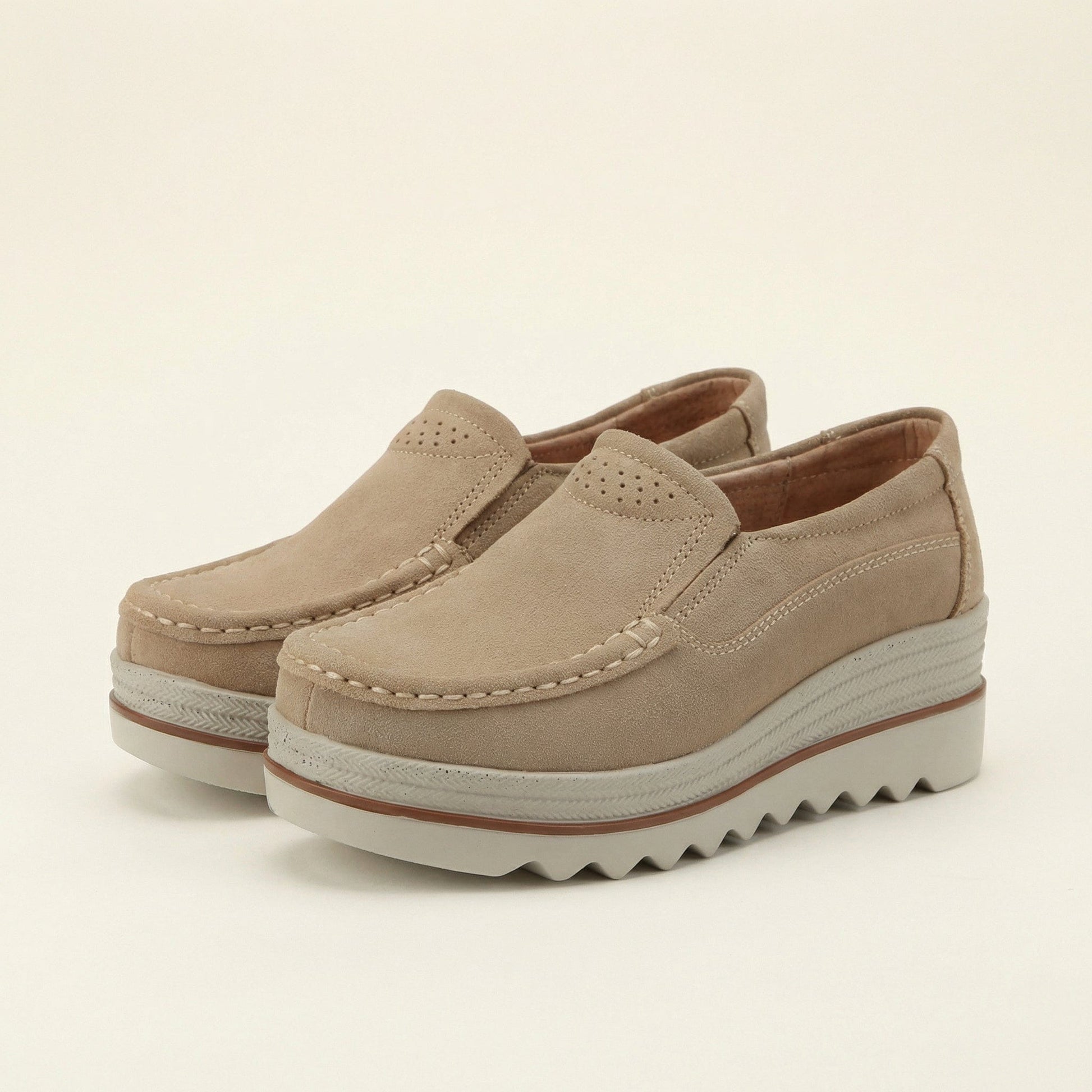 Mocassin Femme Compensé à Semelle Crantée