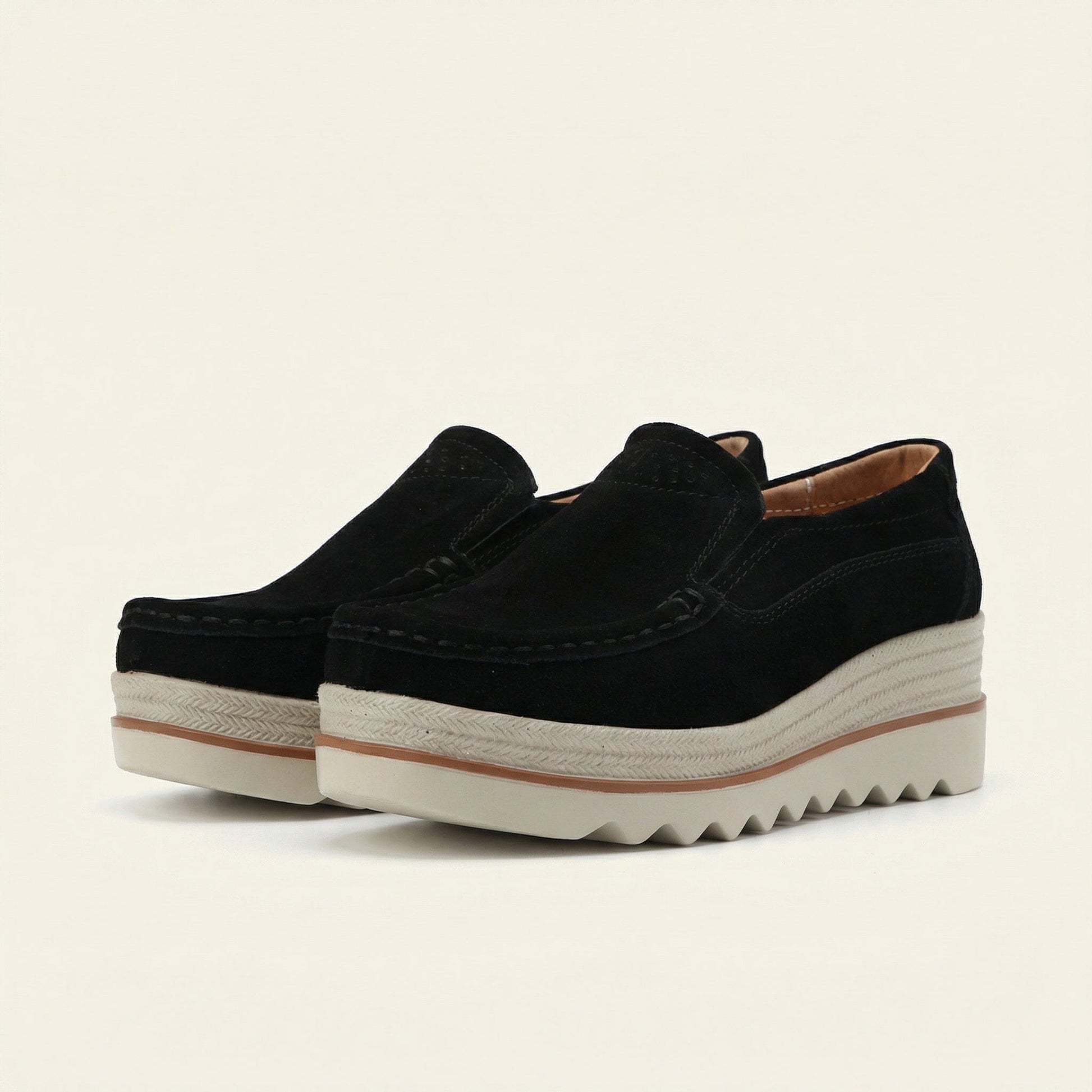 Mocassin Femme Compensé à Semelle Crantée