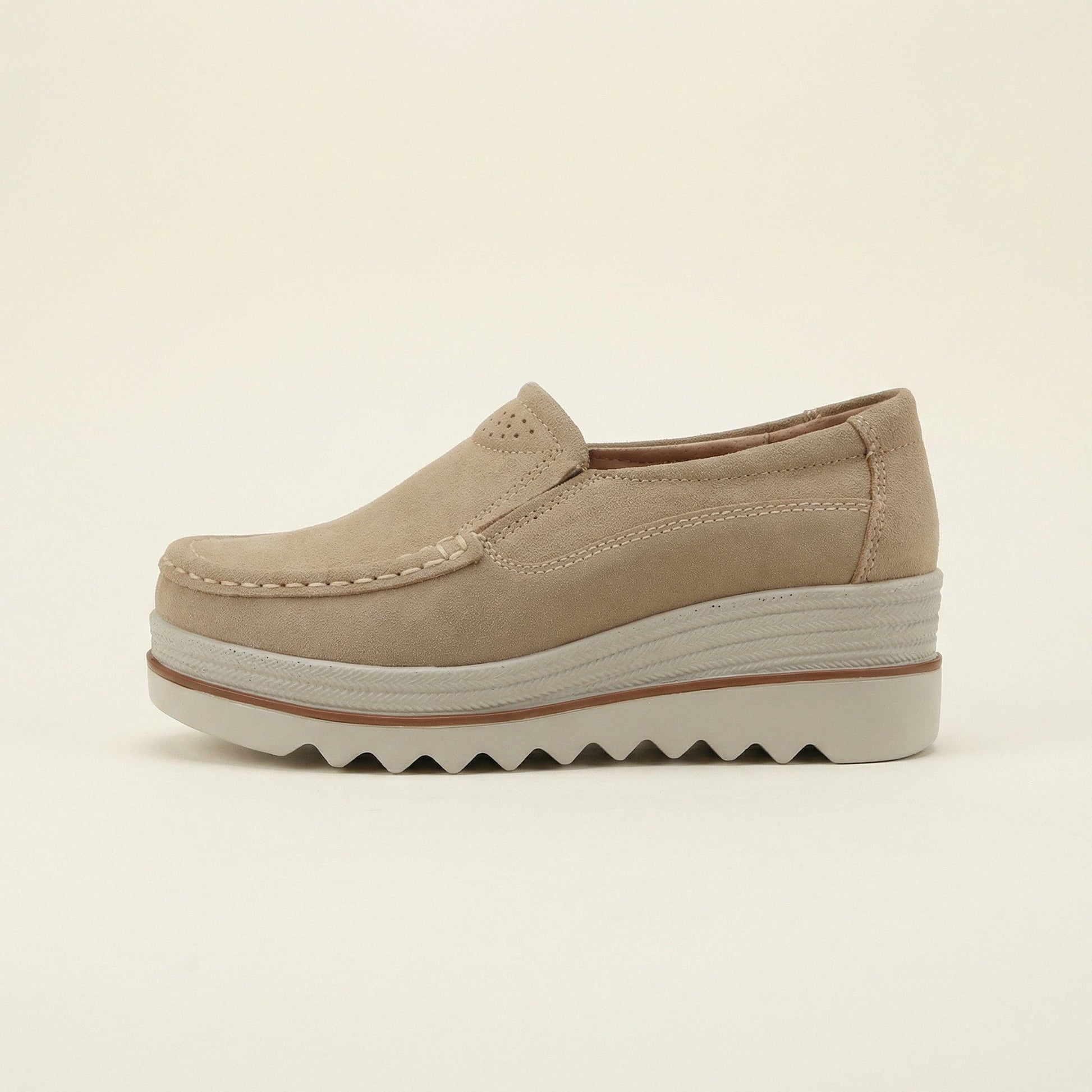 Mocassin Femme Compensé à Semelle Crantée