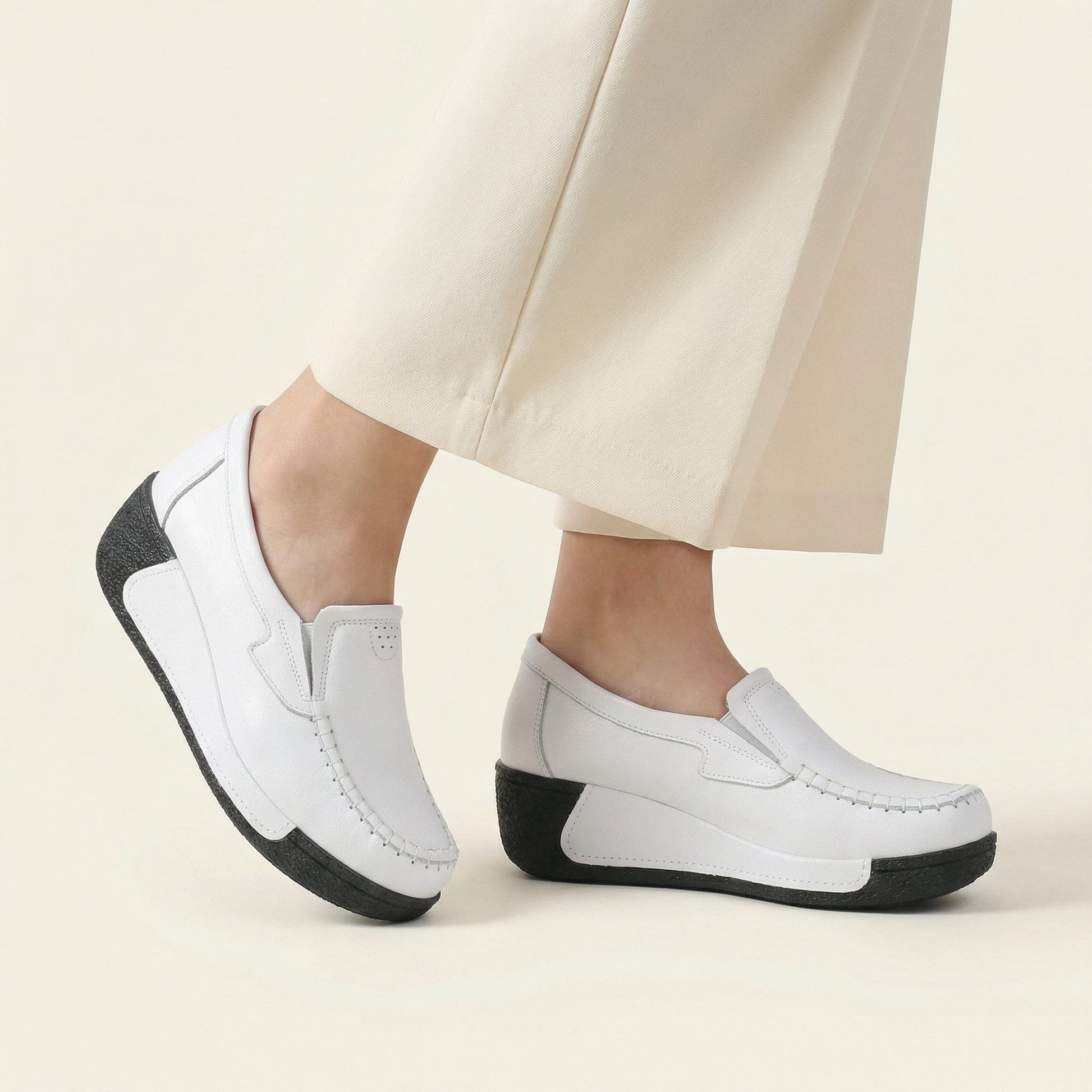 Mocassin Femme Compensé en Cuir