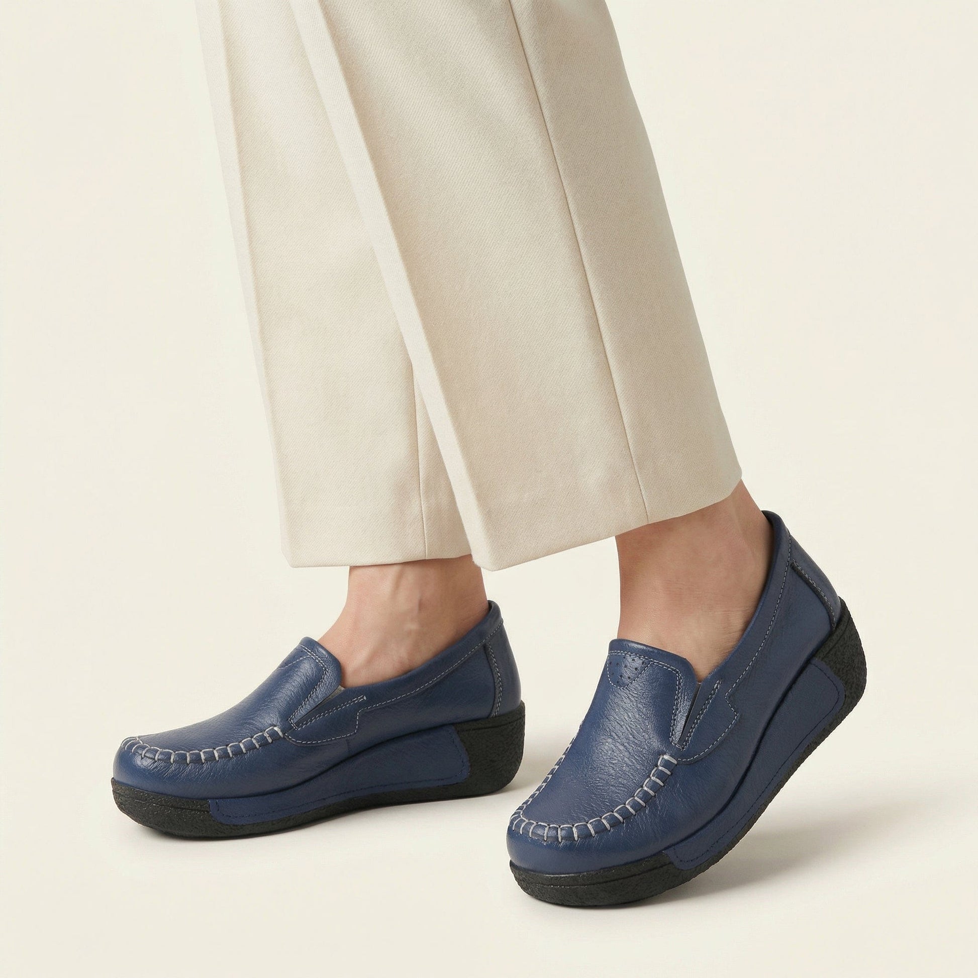 Mocassin Femme Compensé en Cuir