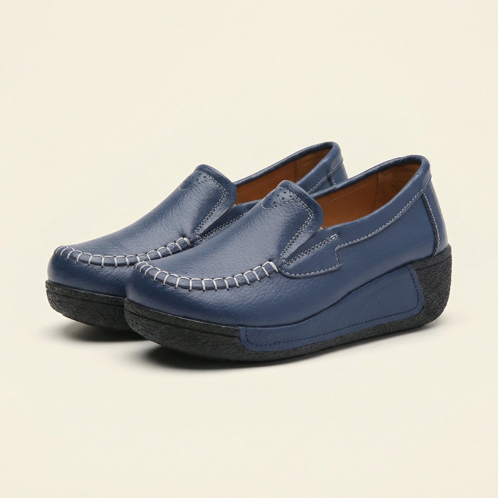 Mocassin Femme Compensé en Cuir