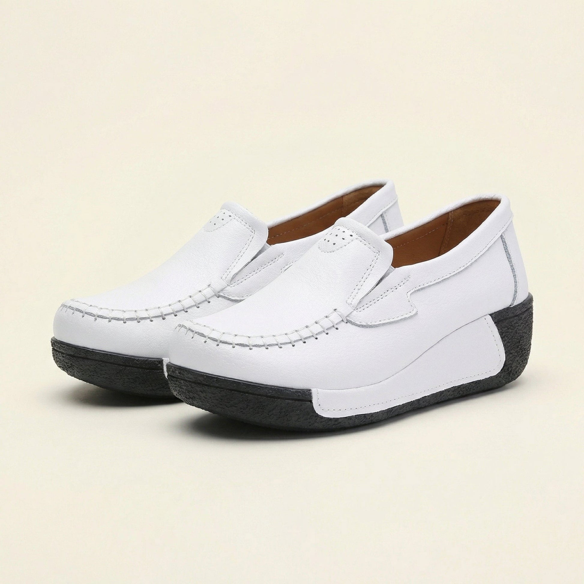 Mocassin Femme Compensé en Cuir