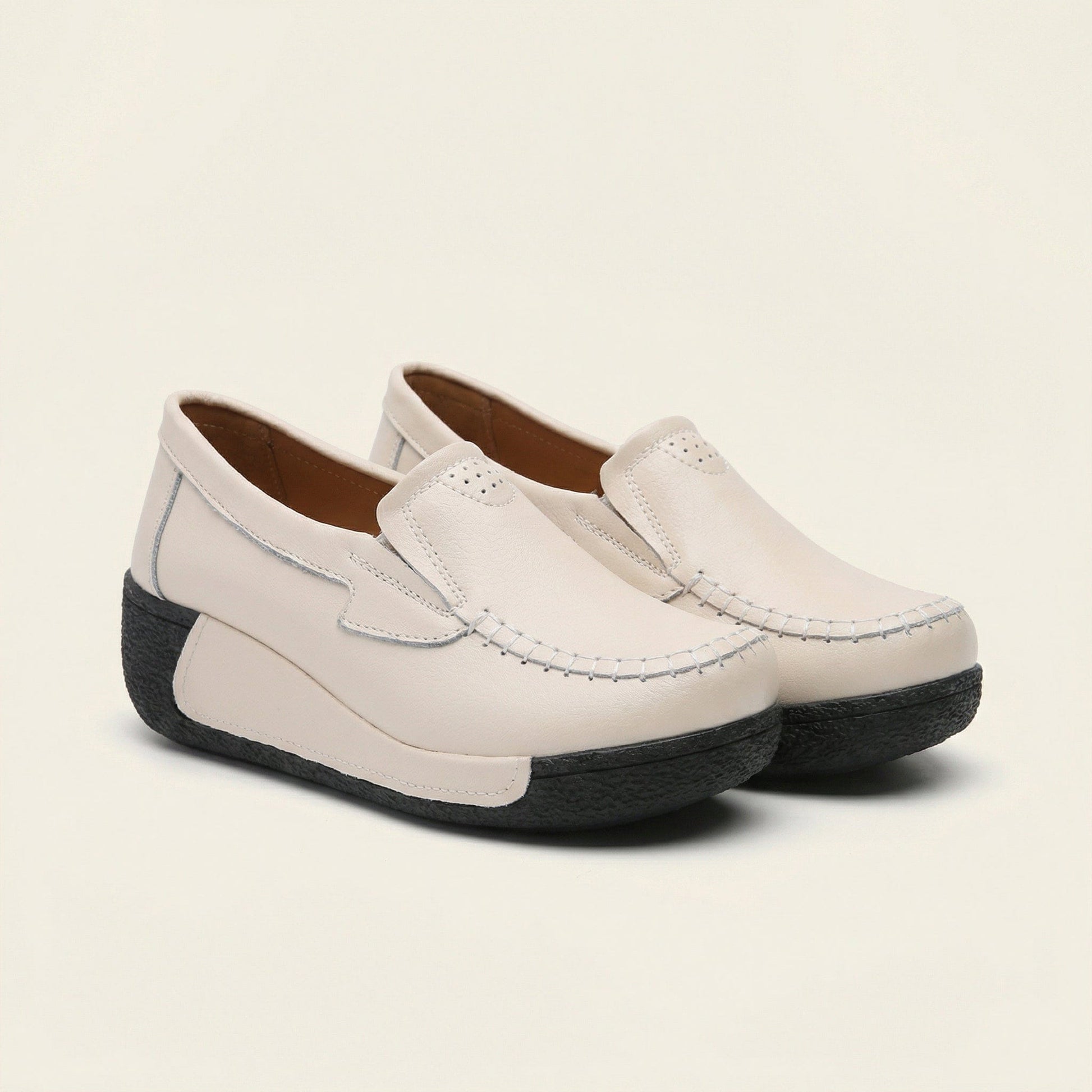 Mocassin Femme Compensé en Cuir