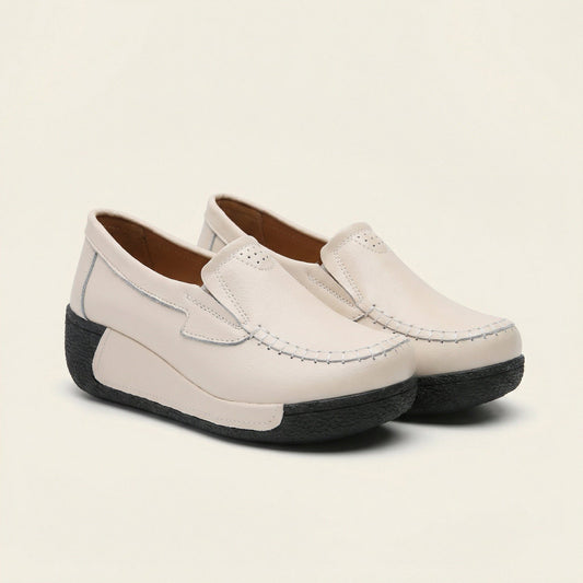 Mocassin Femme Compensé en Cuir