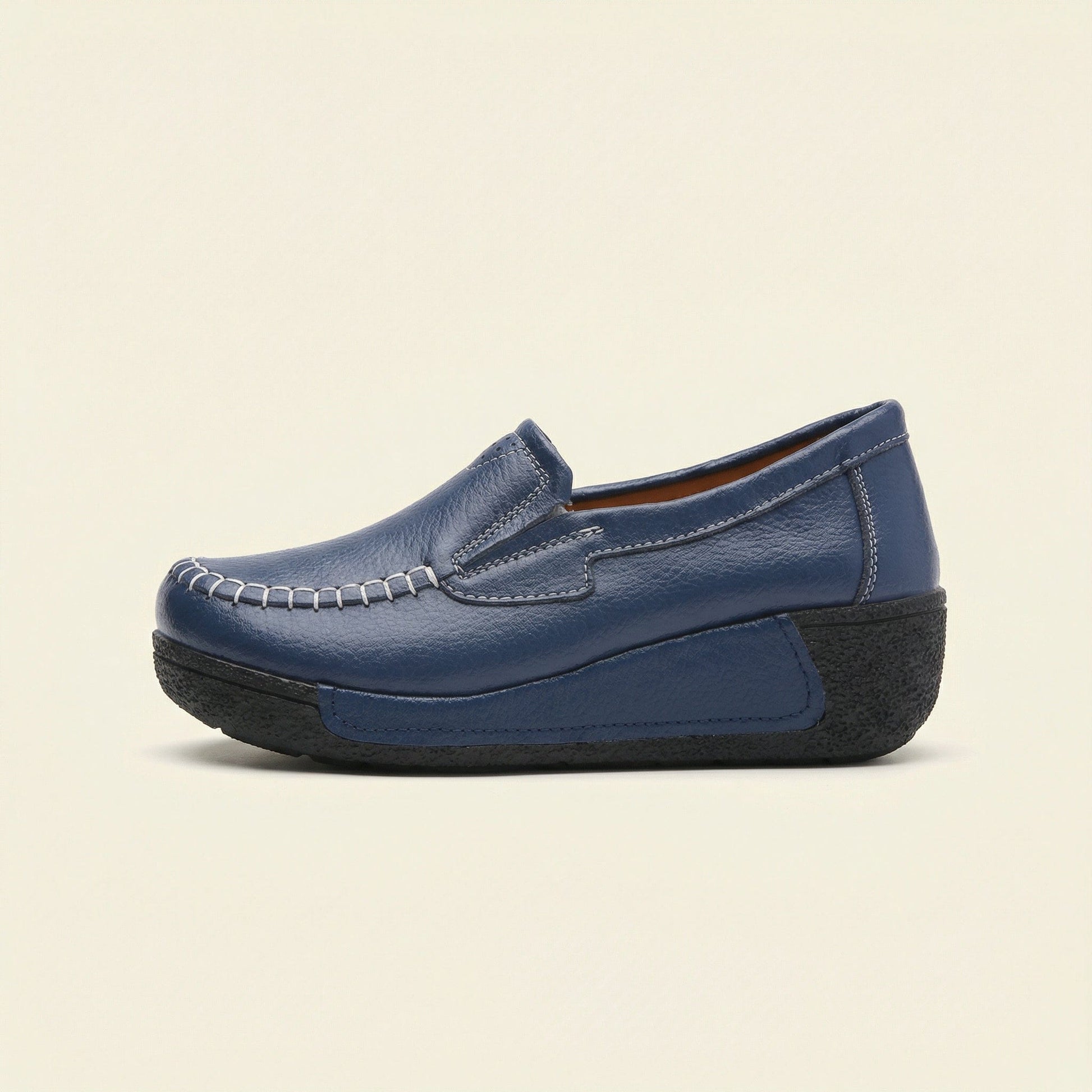 Mocassin Femme Compensé en Cuir