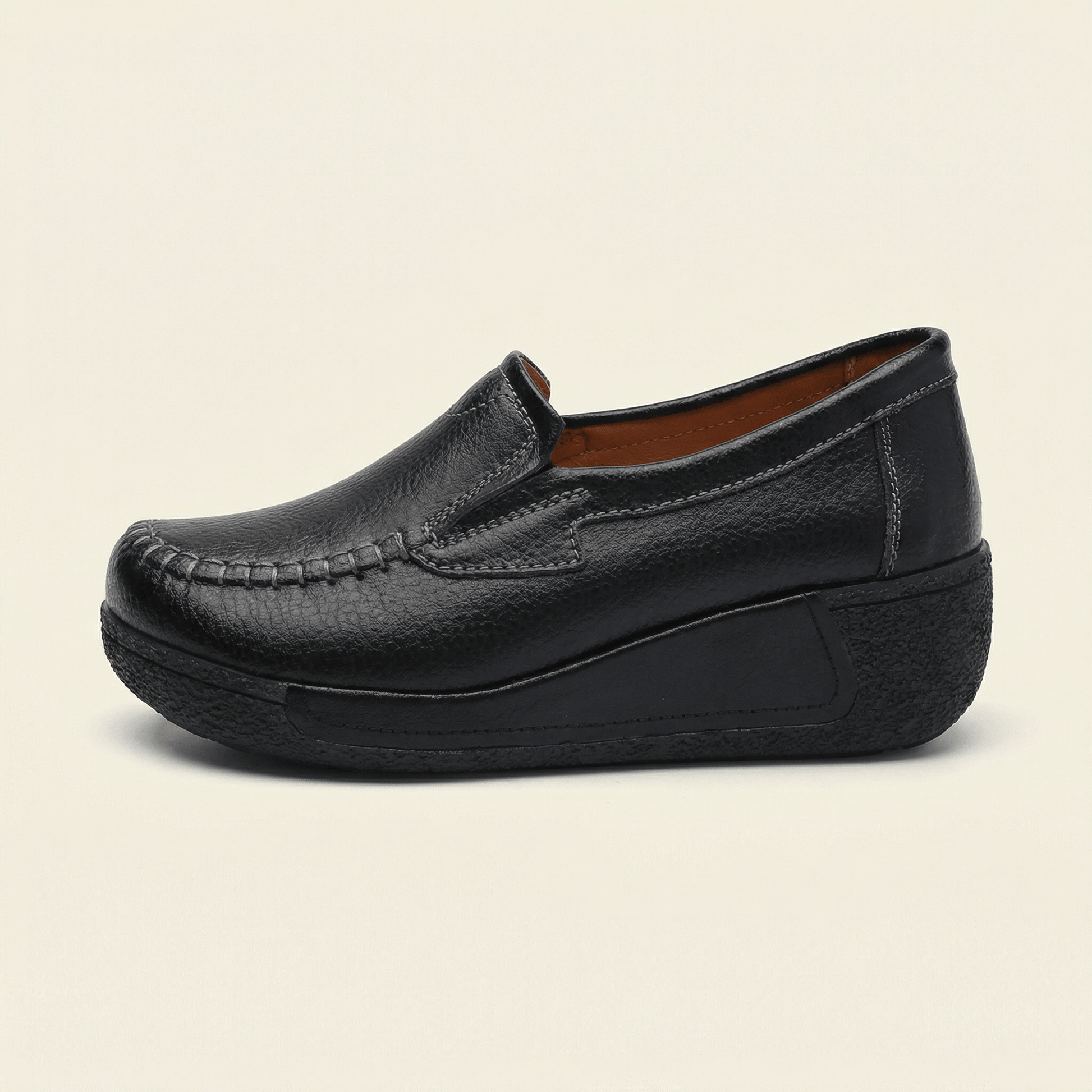 Mocassin Femme Compensé en Cuir