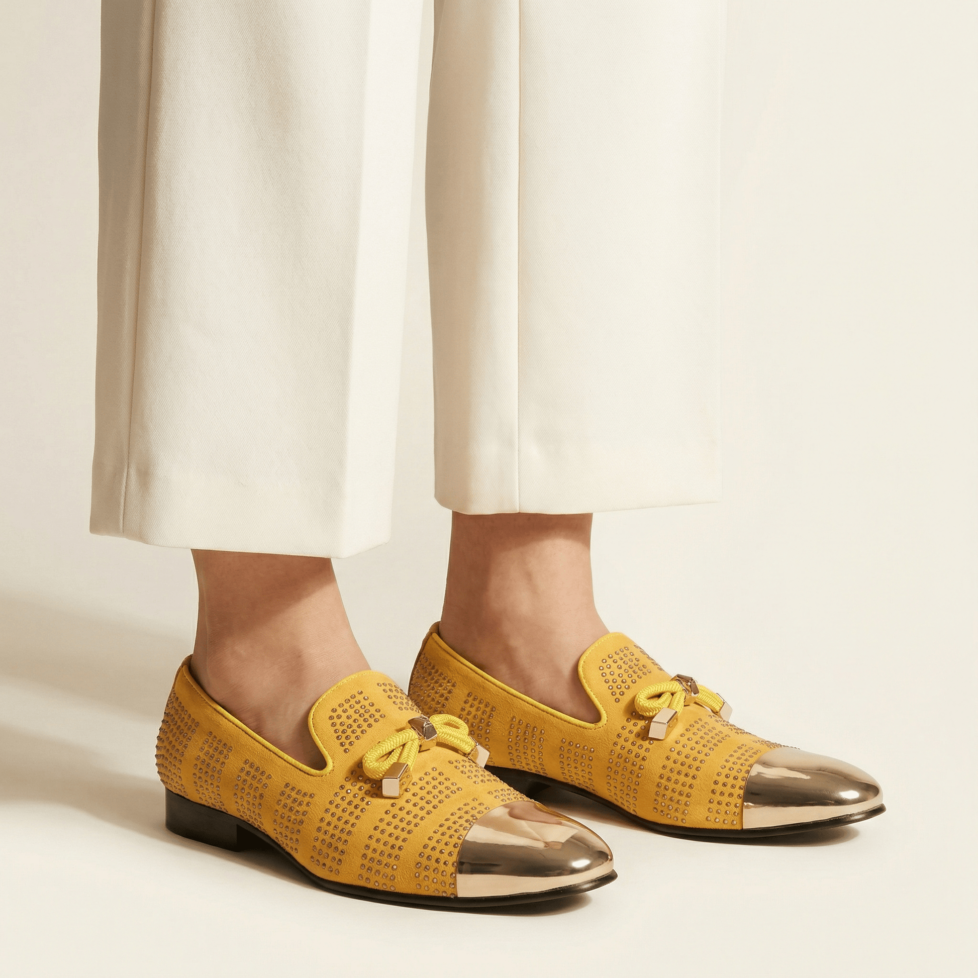 Mocassin Femme de Cérémonie à Paillettes et bout Métal