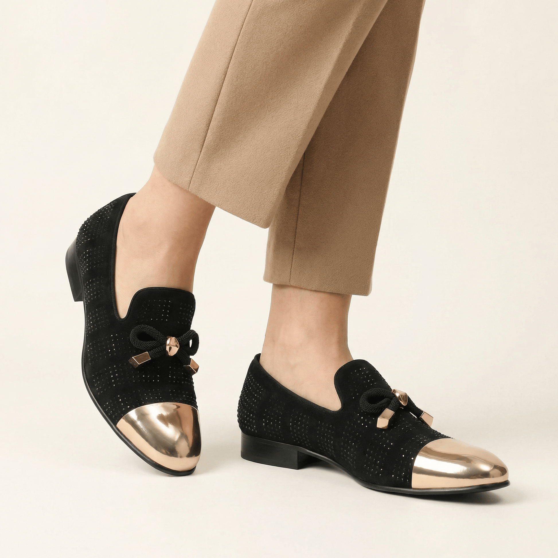 Mocassin Femme de Cérémonie à Paillettes et bout Métal