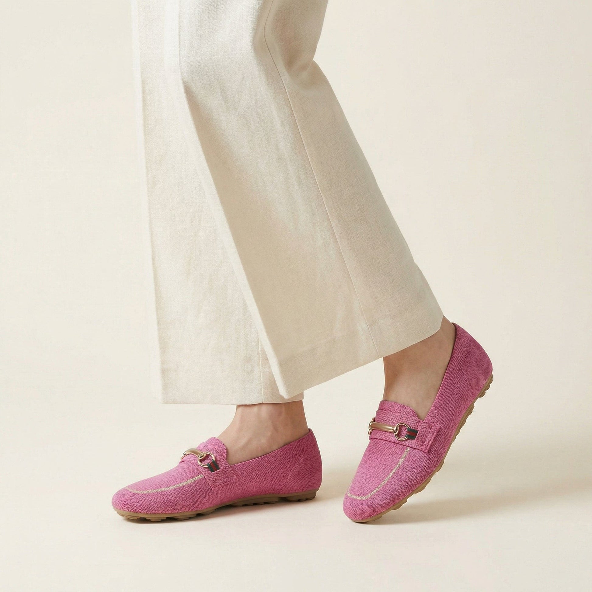 Mocassin Femme en Tissu à Mors Métallique