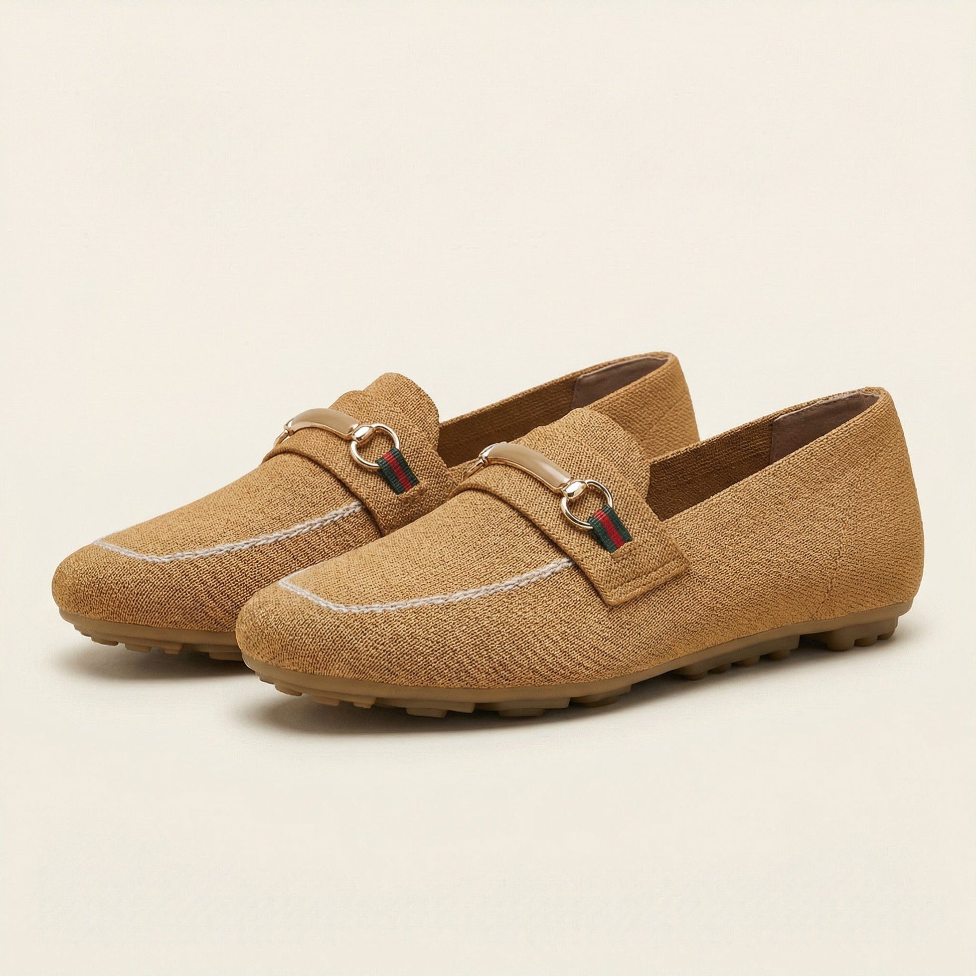 Mocassin Femme en Tissu à Mors Métallique