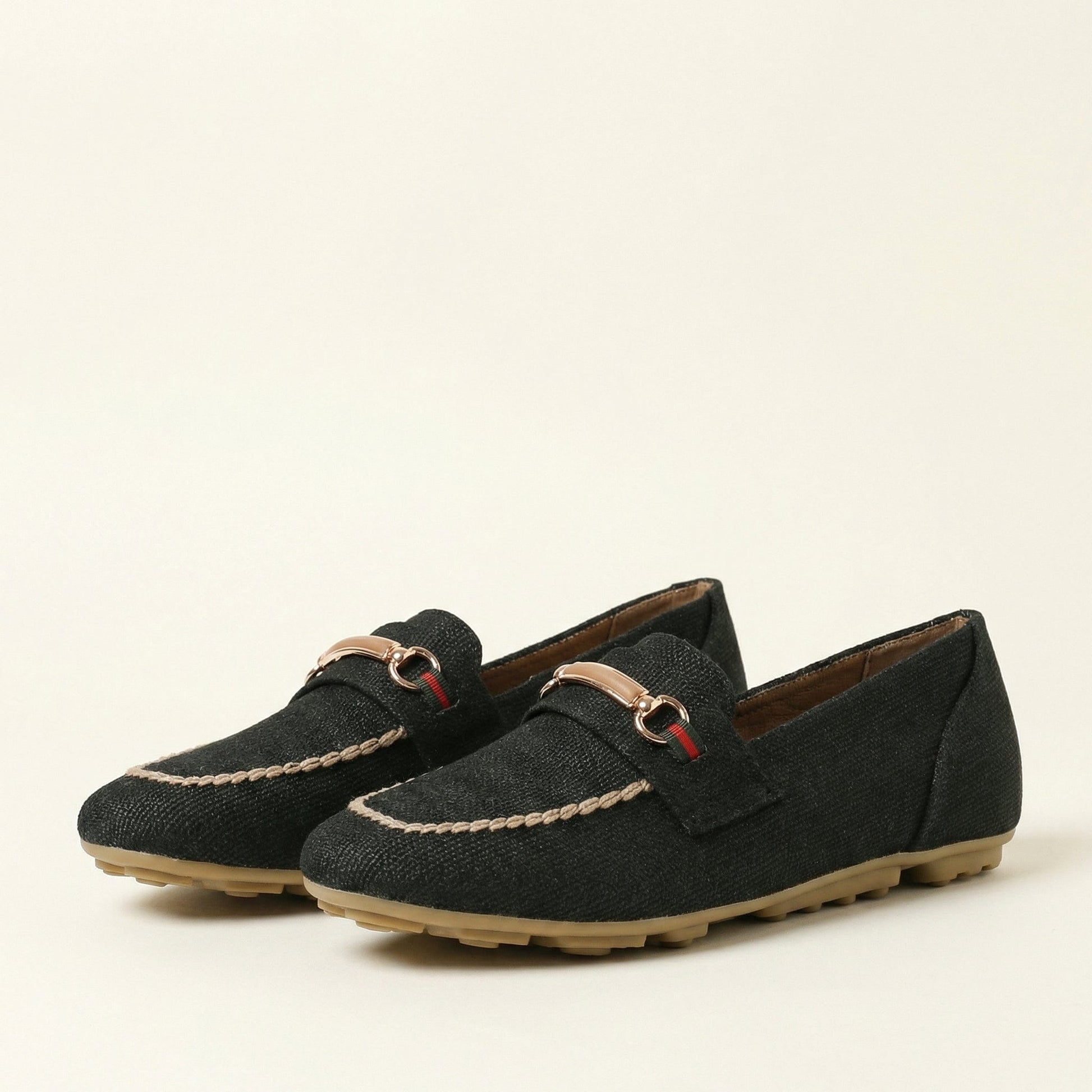 Mocassin Femme en Tissu à Mors Métallique