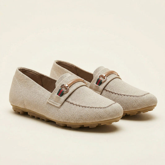 Mocassin Femme en Tissu à Mors Métallique