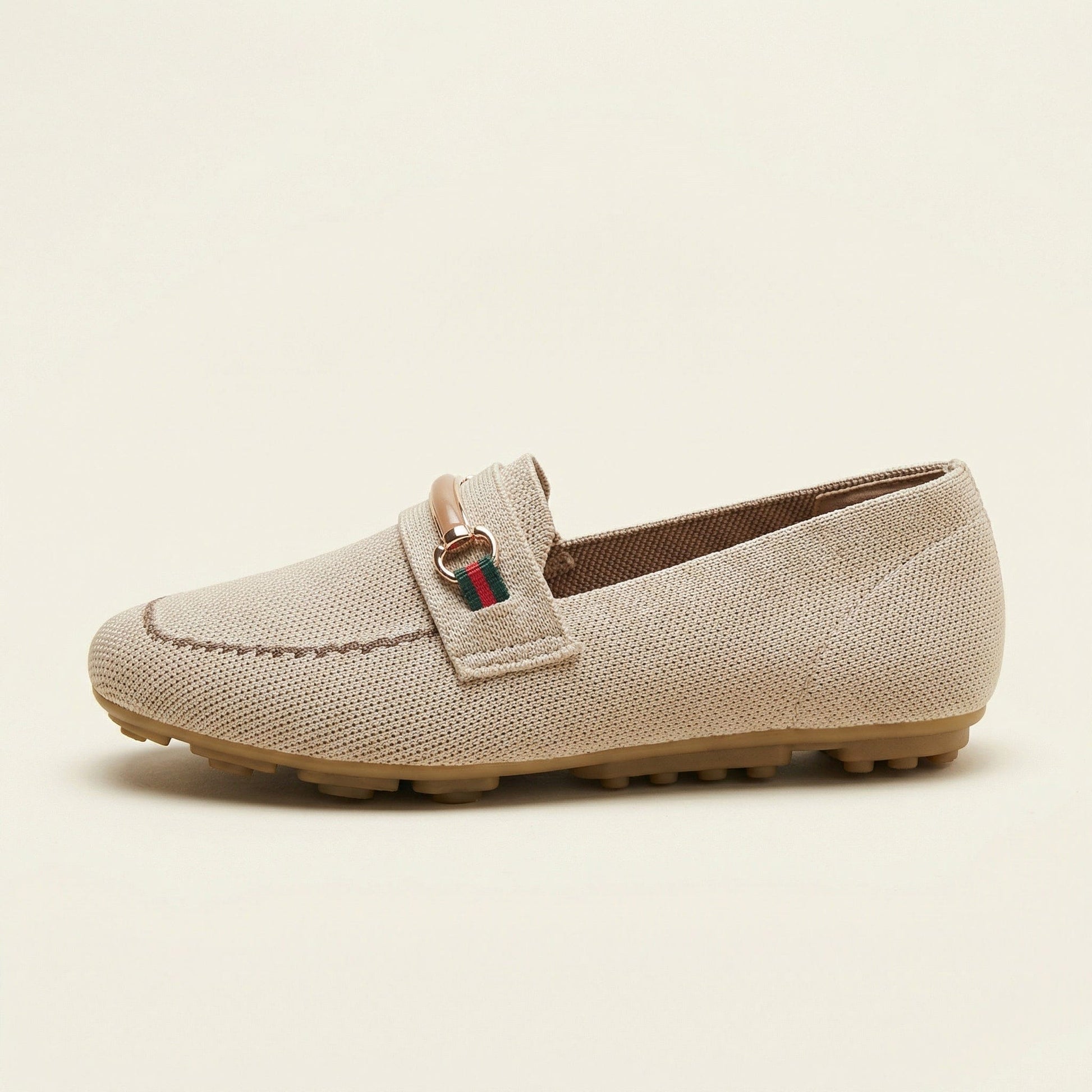 Mocassin Femme en Tissu à Mors Métallique