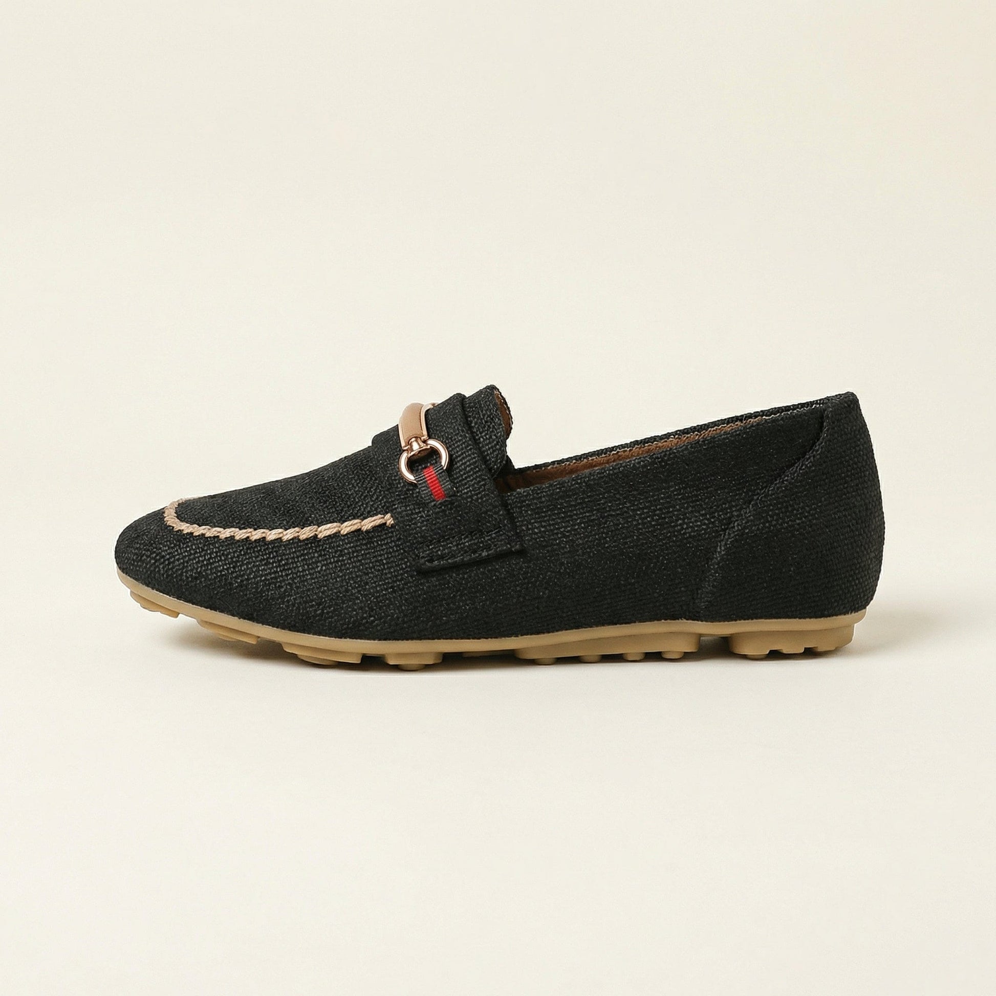 Mocassin Femme en Tissu à Mors Métallique
