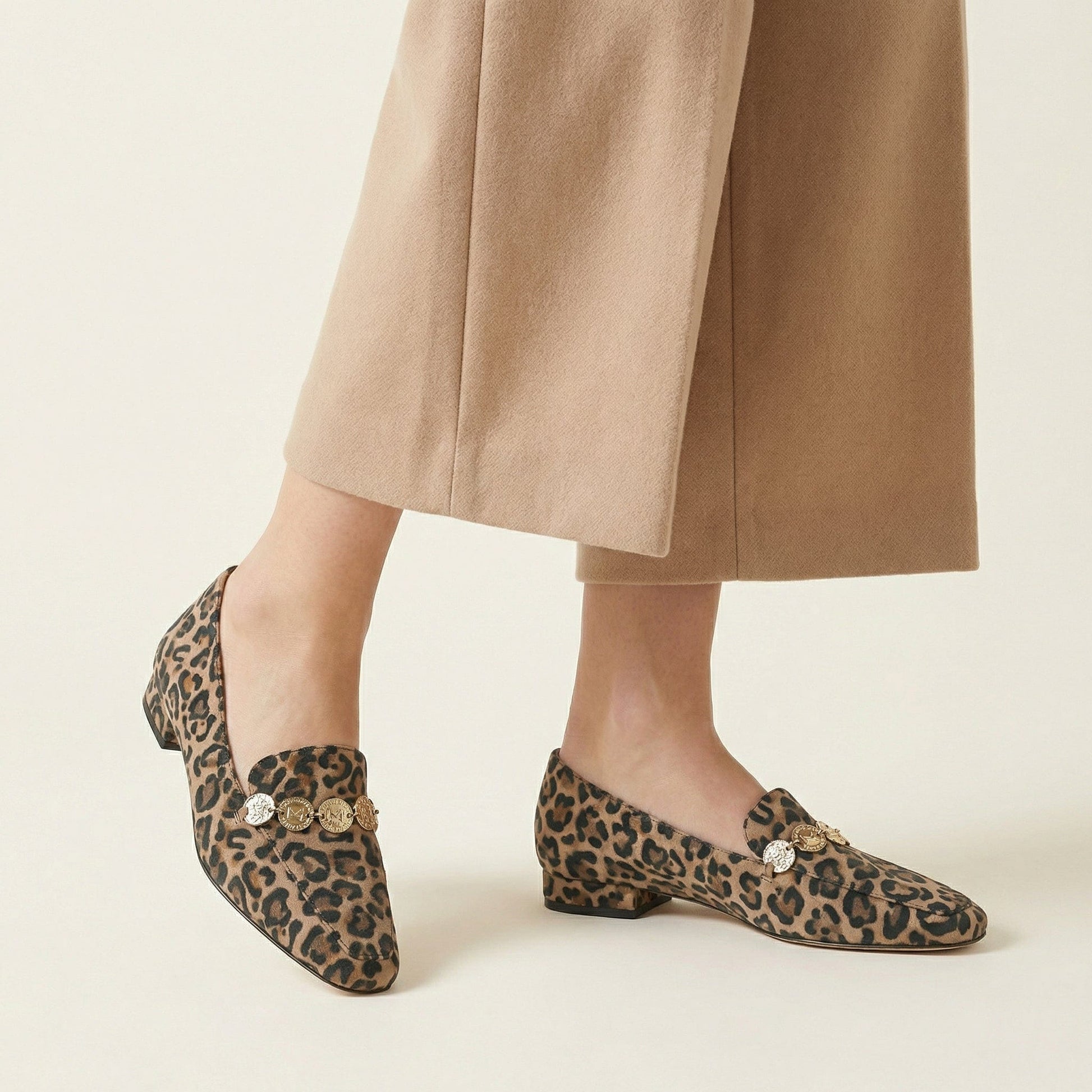 Mocassin Femme Léopard à Bout Pointu avec Talon