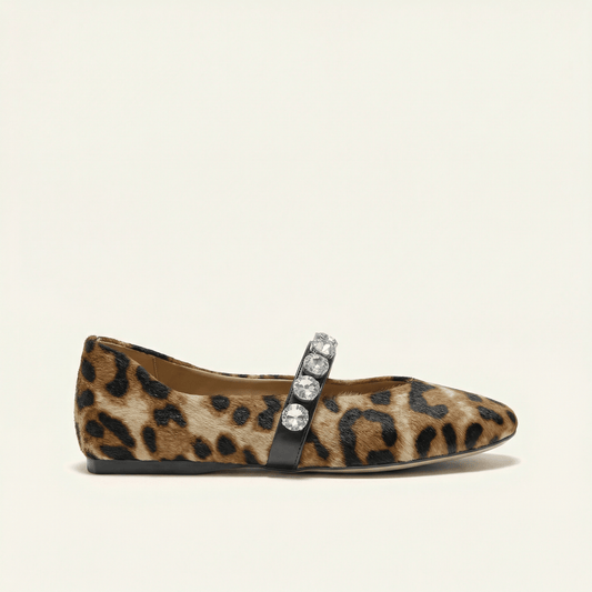 Mocassin Femme Léopard à Bride Bijou
