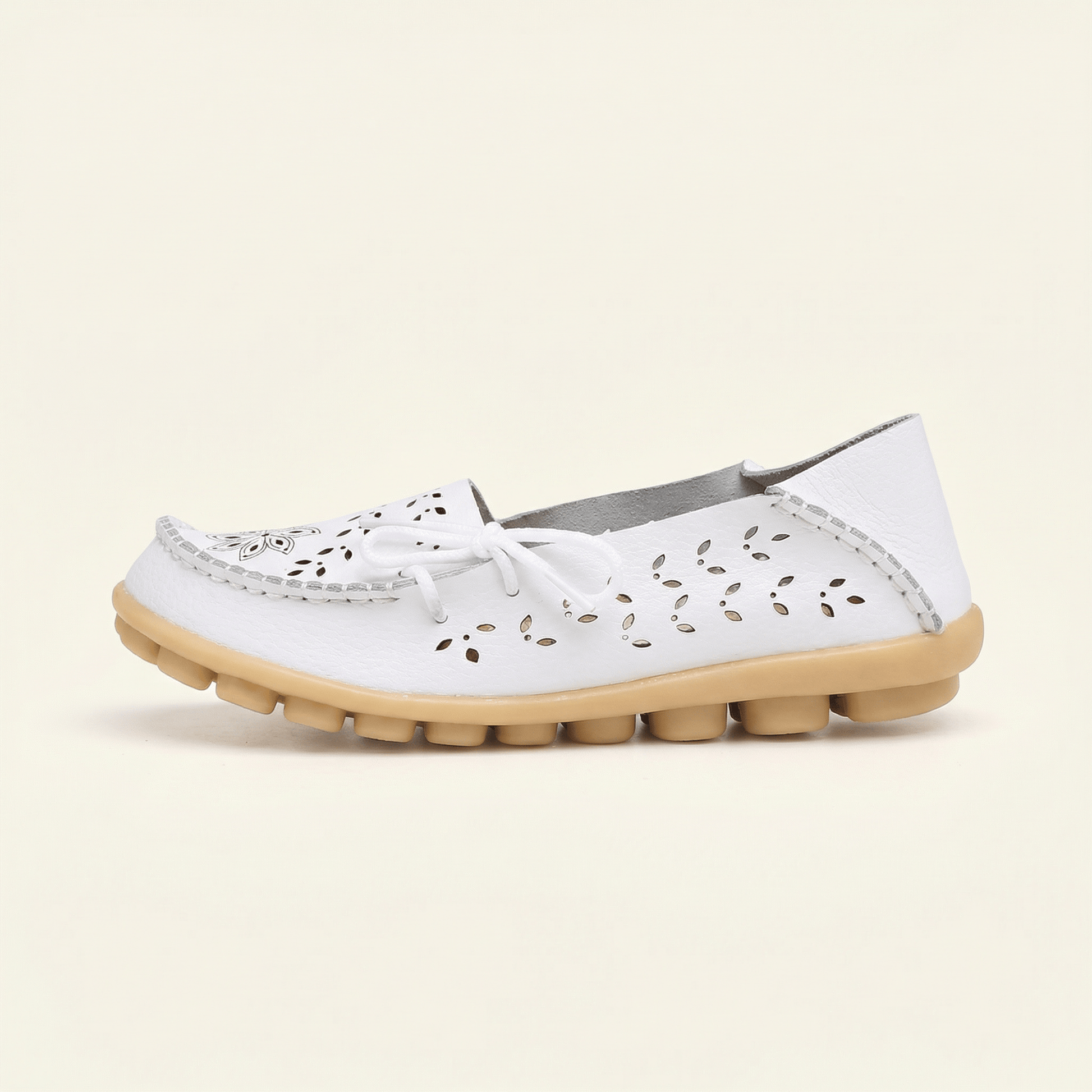 Mocassin Femme Perforé avec Lacets et Picots