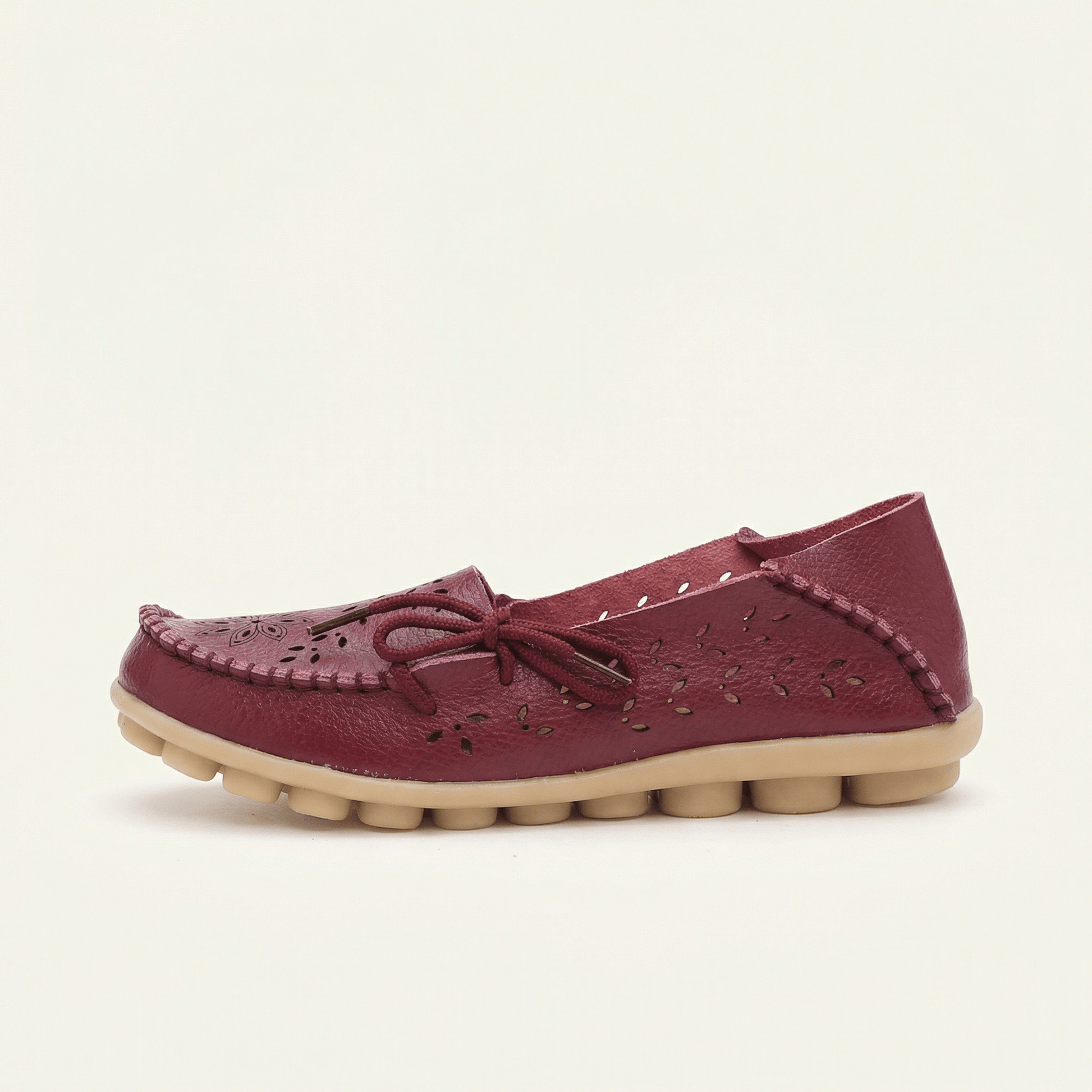 Mocassin Femme Perforé avec Lacets et Picots
